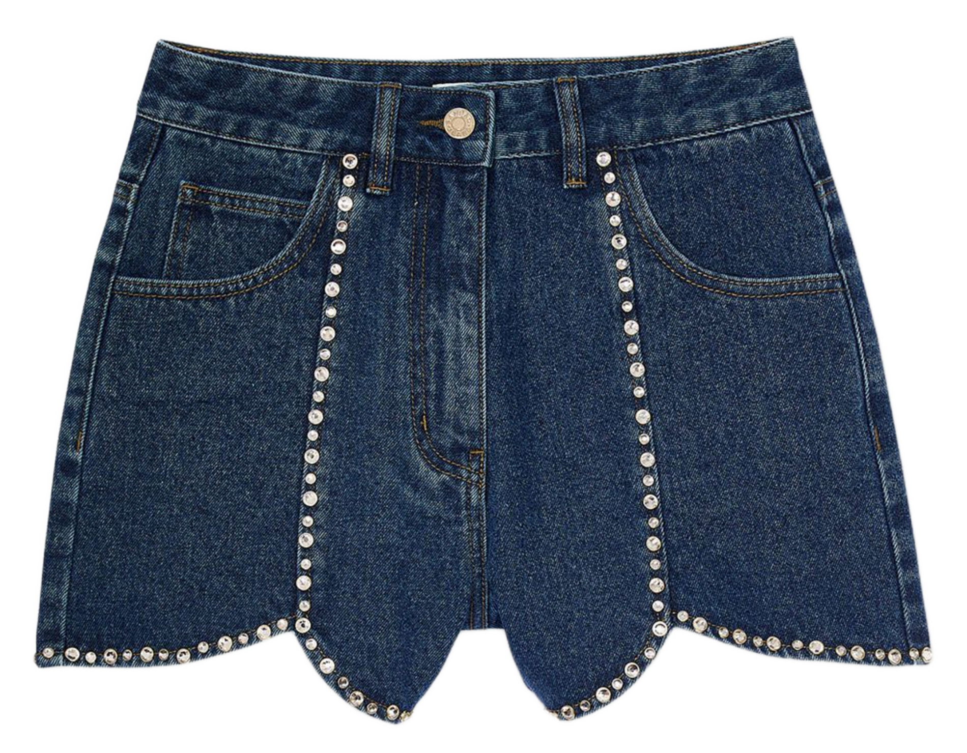 Short en denim strassé SANDRO Bleu