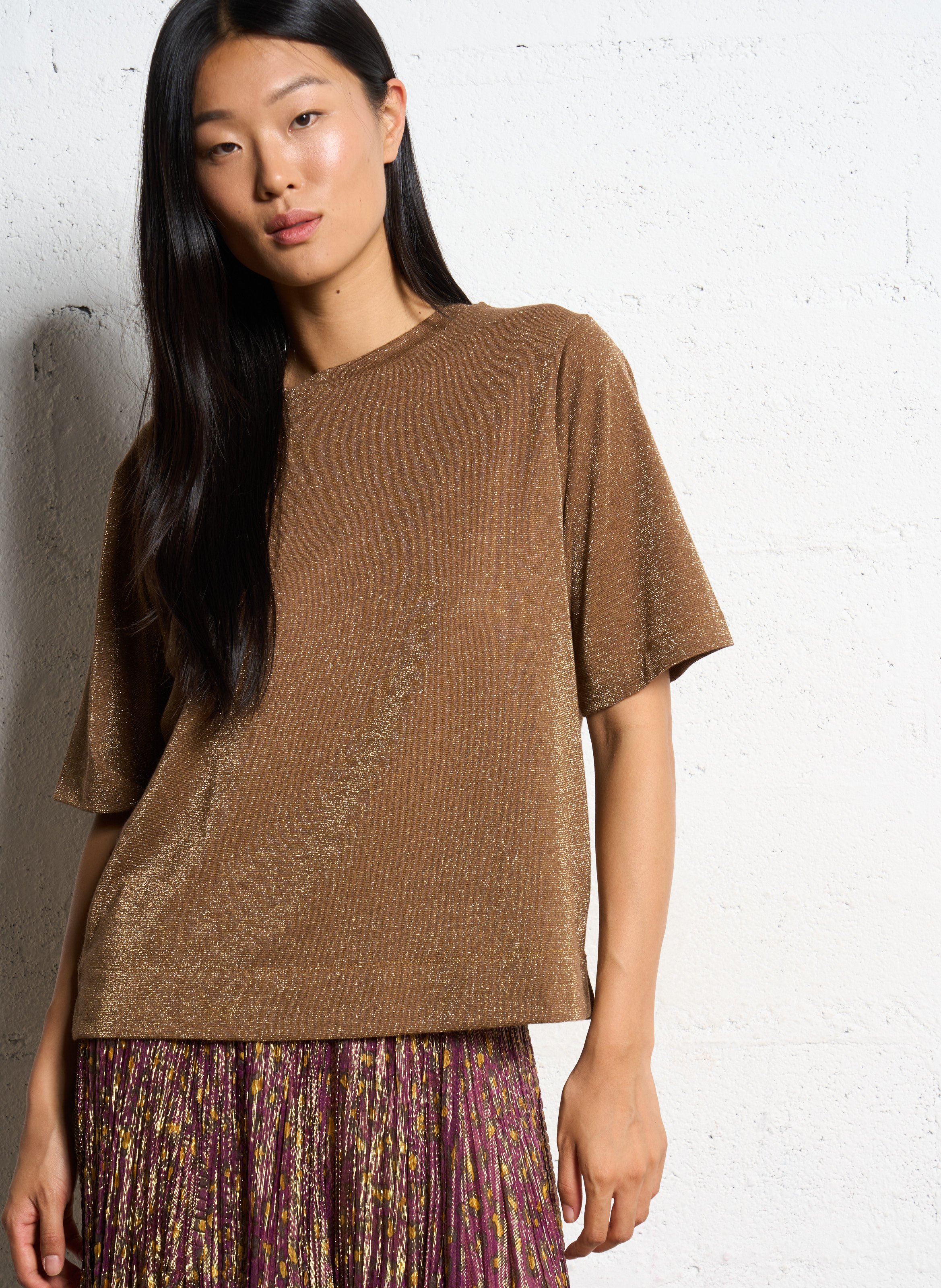 Tee-shirt col rond pailleté MOMONI