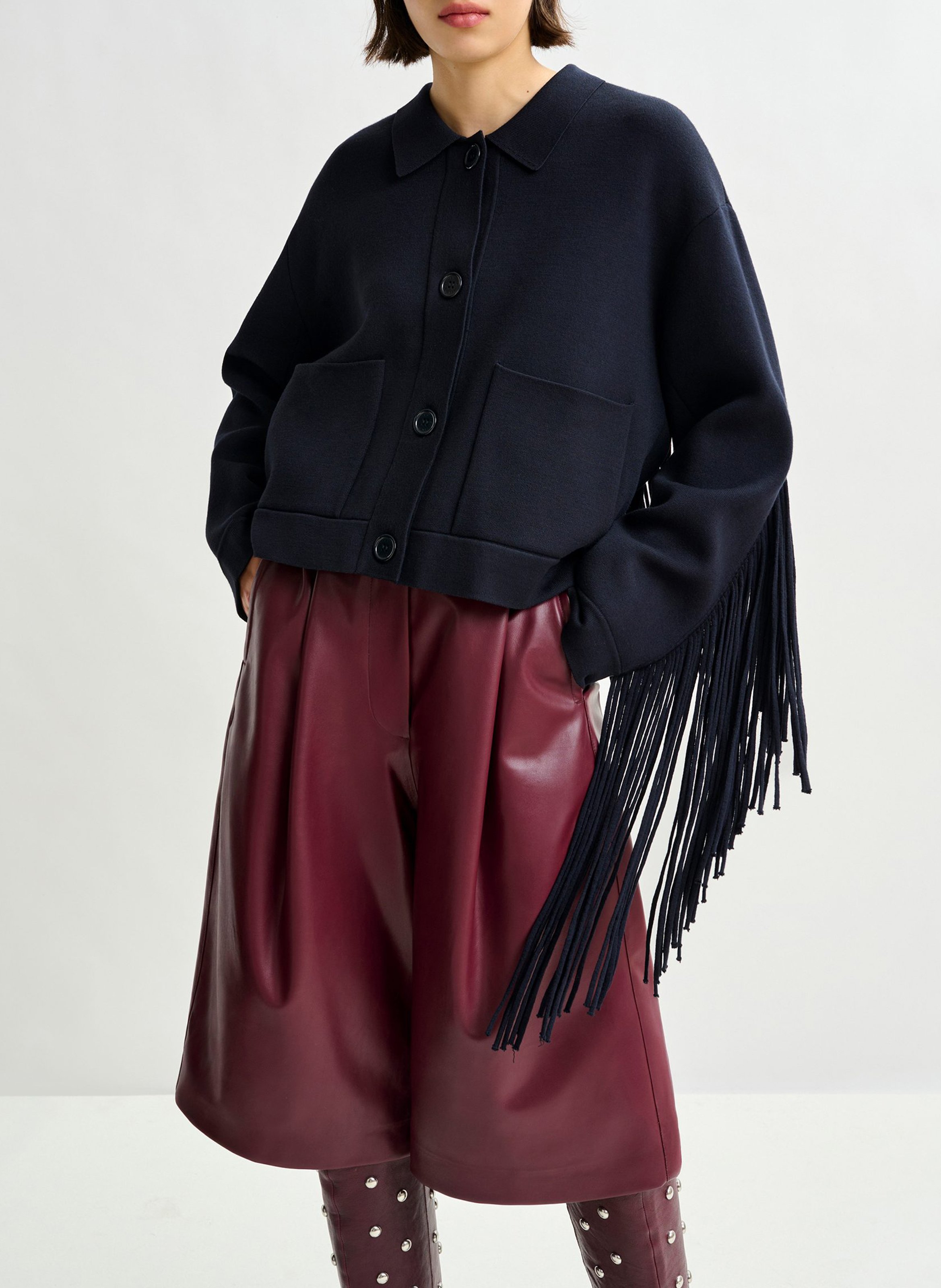 Veste col classique à franges ESSENTIEL ANTWERP Bleu