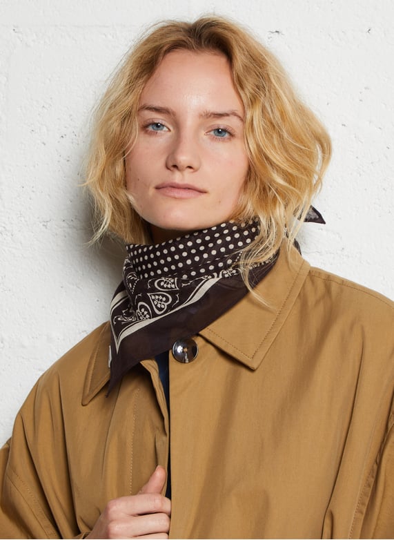 Ehukai printed cotton square scarf Hot fudge brown Becksondergaard