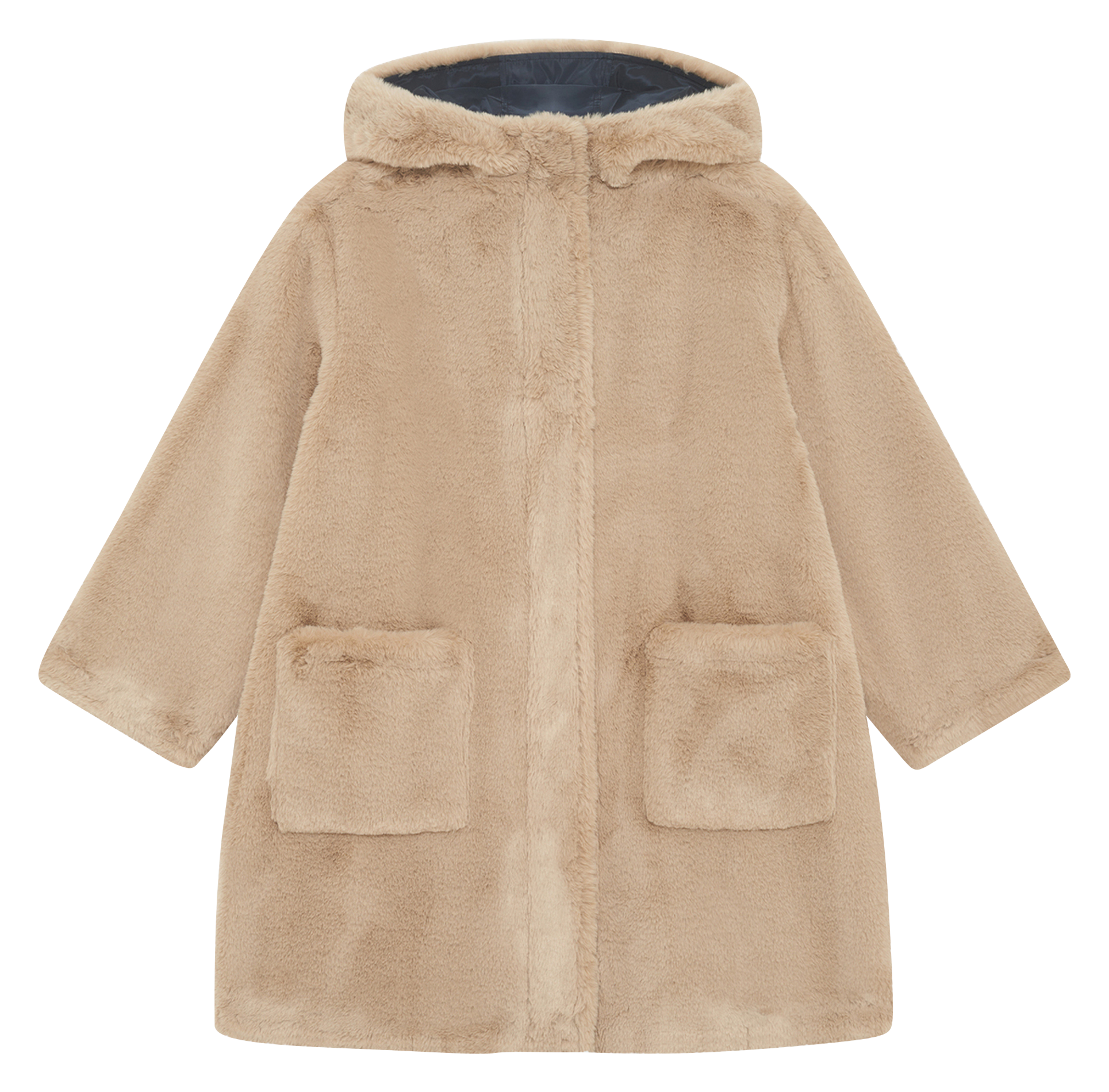 Jas met capuchon van imitatiebont PABLO Blauw