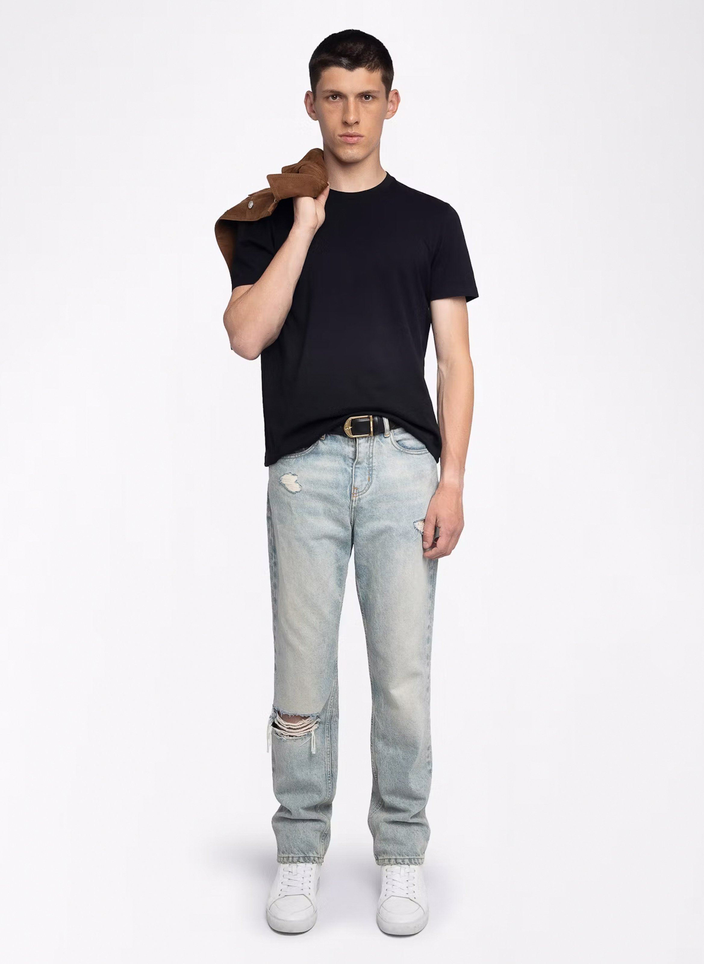 Tee-shirt droit en coton sérigraphié ZADIG&amp;VOLTAIRE Noir