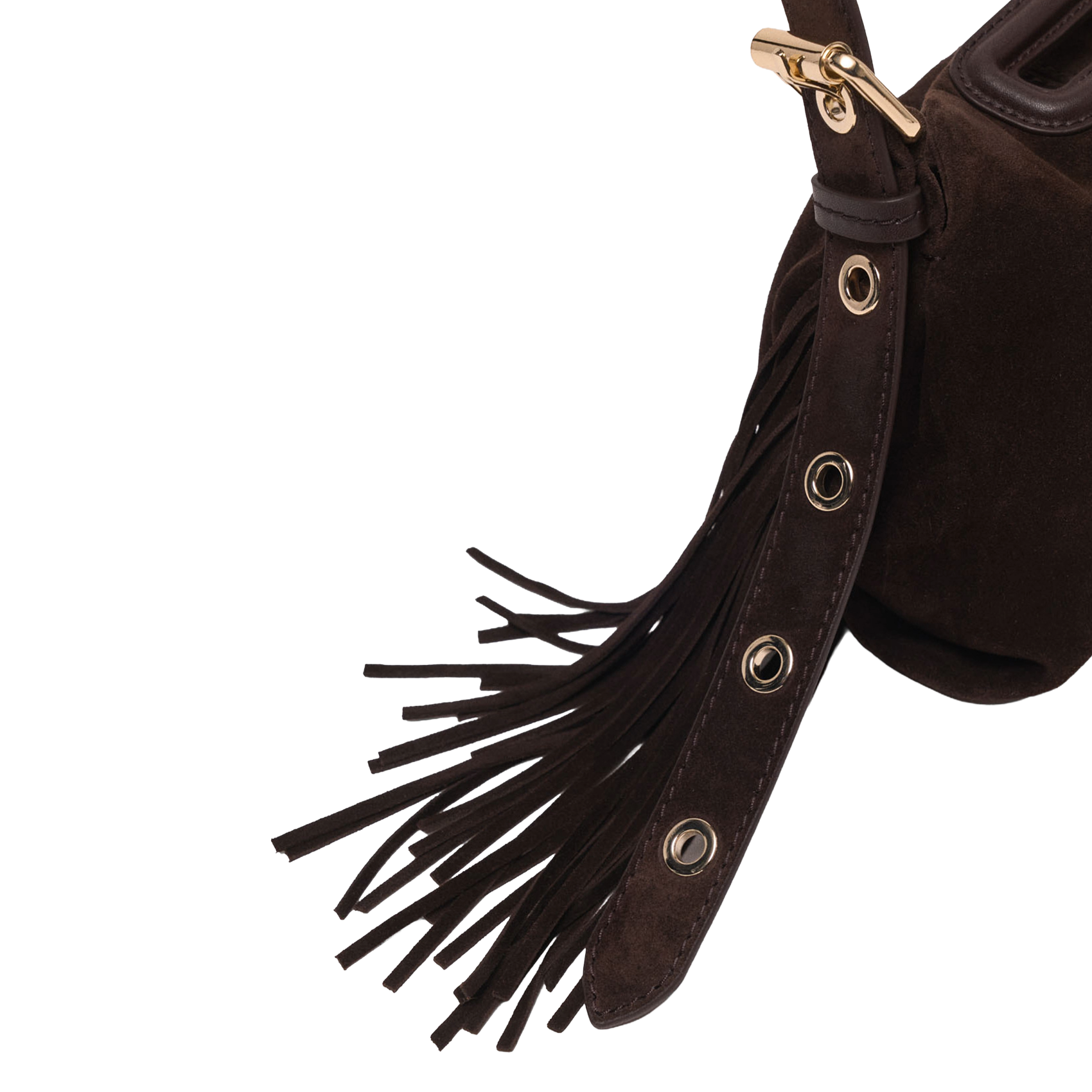 Schoudertas van suède leer MAJE Bruin