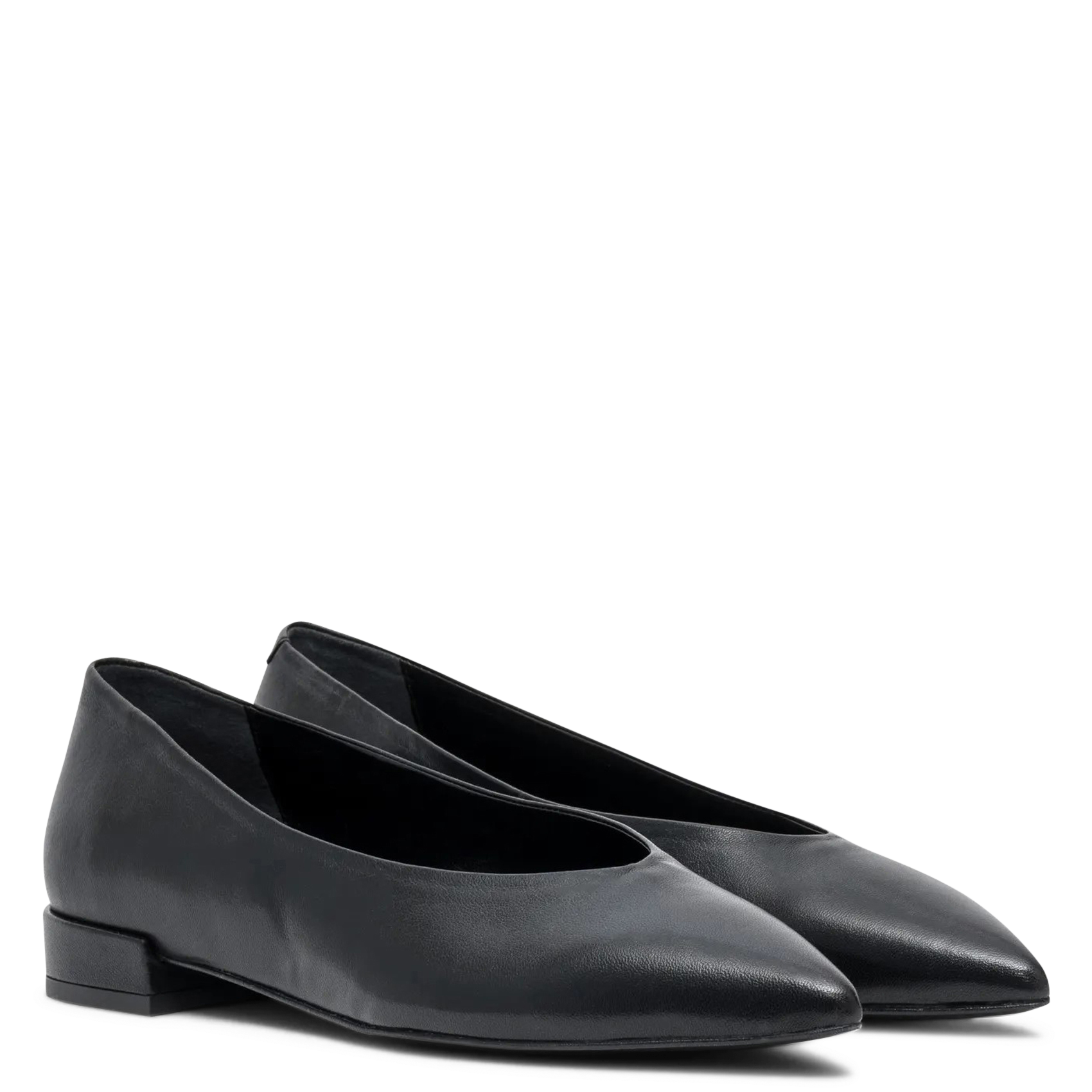 Pointed flat leather ballerina shoes BOCAGE Black