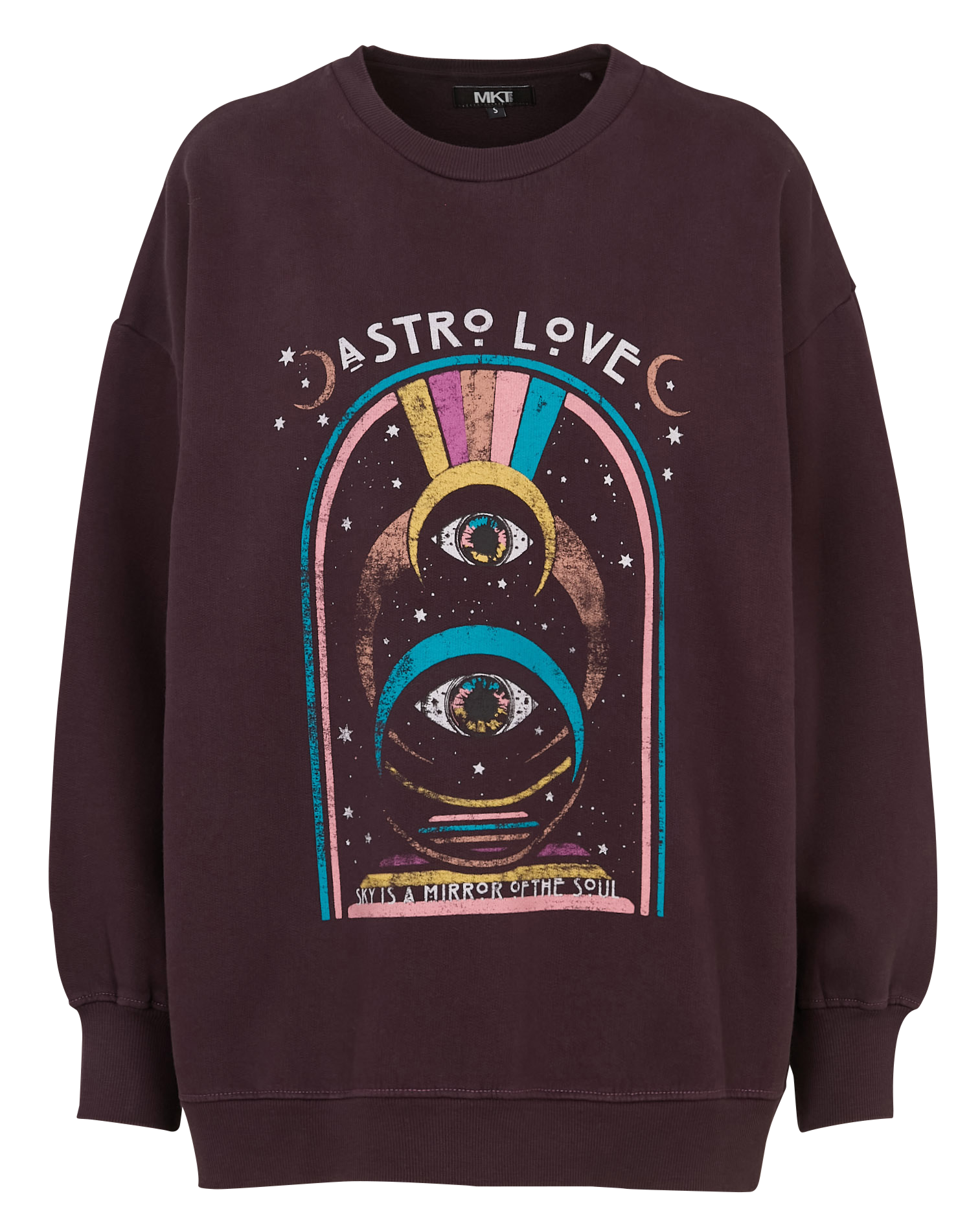 Sweat oversize col rond en coton MKT Marron