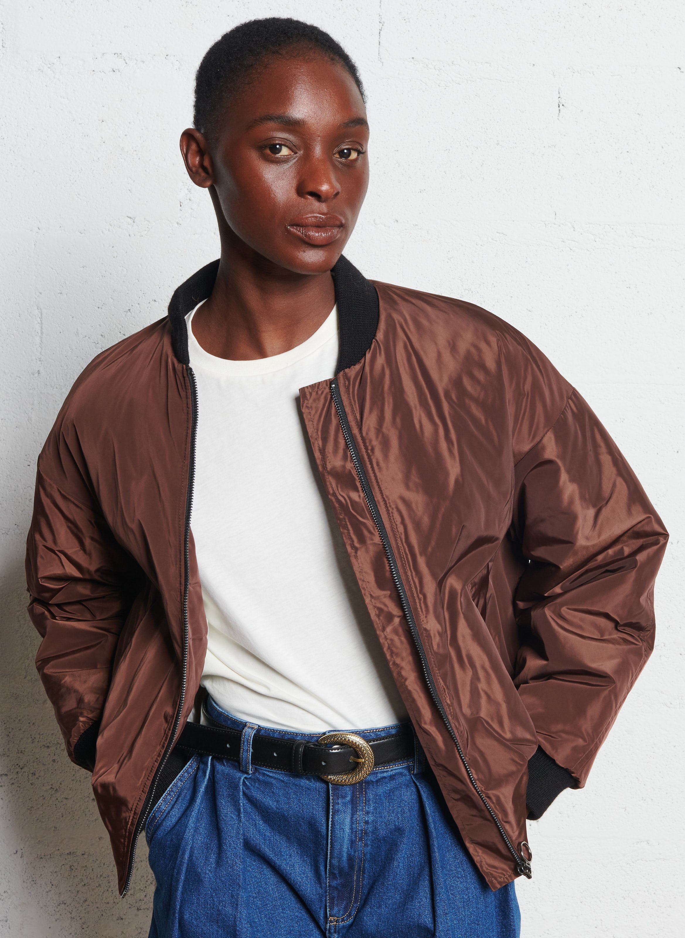 Veste col teddy  TINSELS Marron