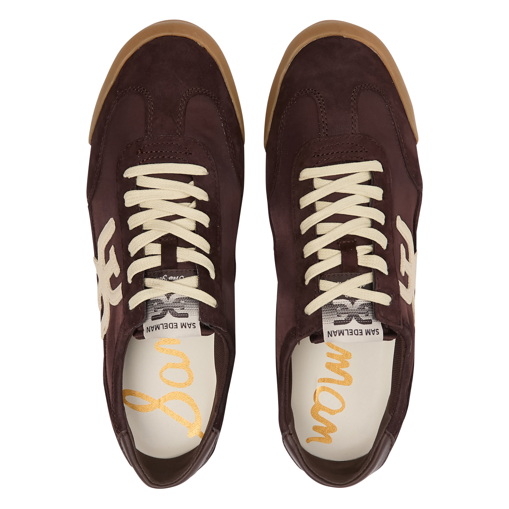 Niedrige Sneaker aus Leder-Mix SAM EDELMAN Braun