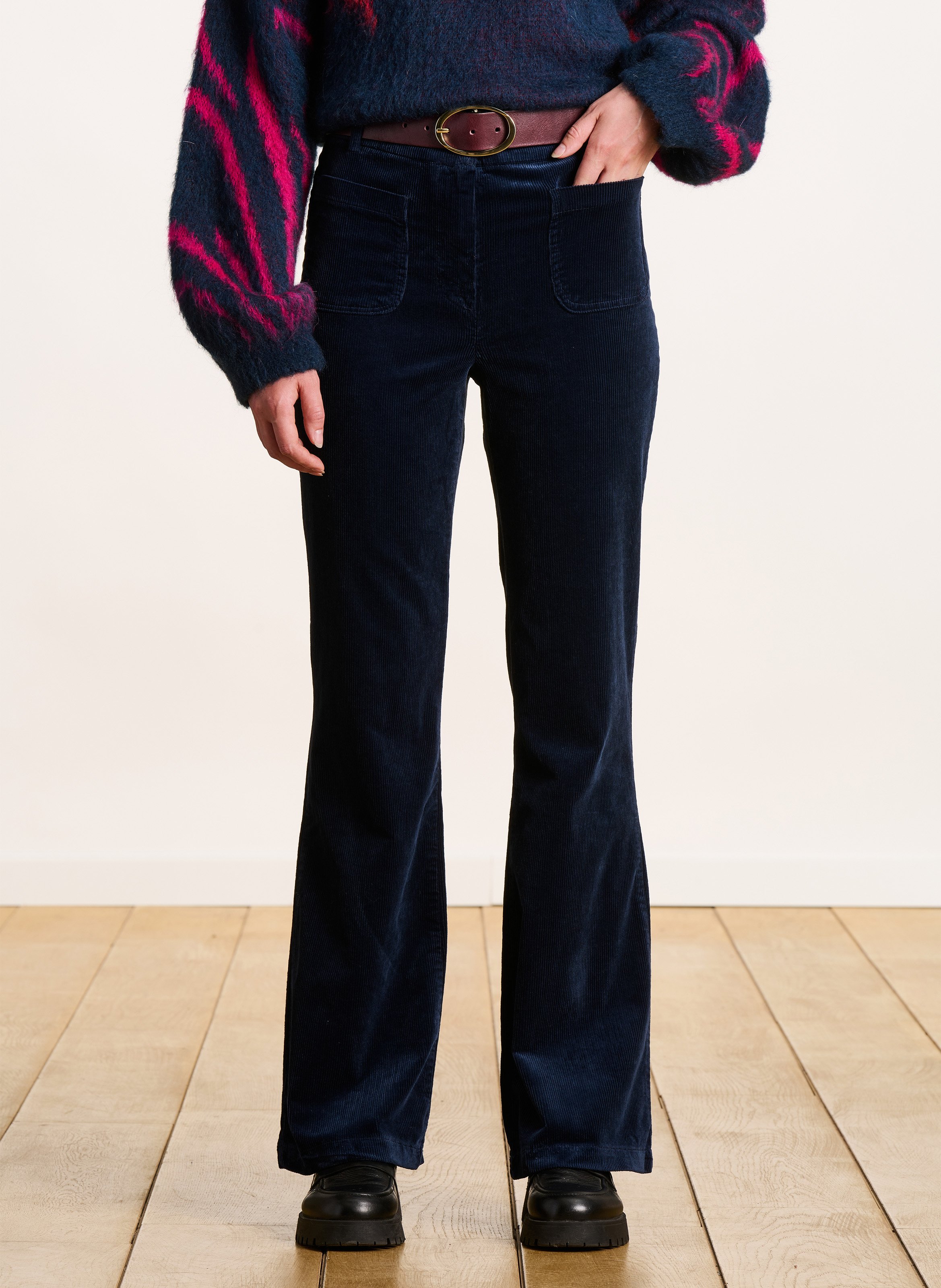 Cotton-blend bell bottom pants LA FEE MARABOUTEE Blue