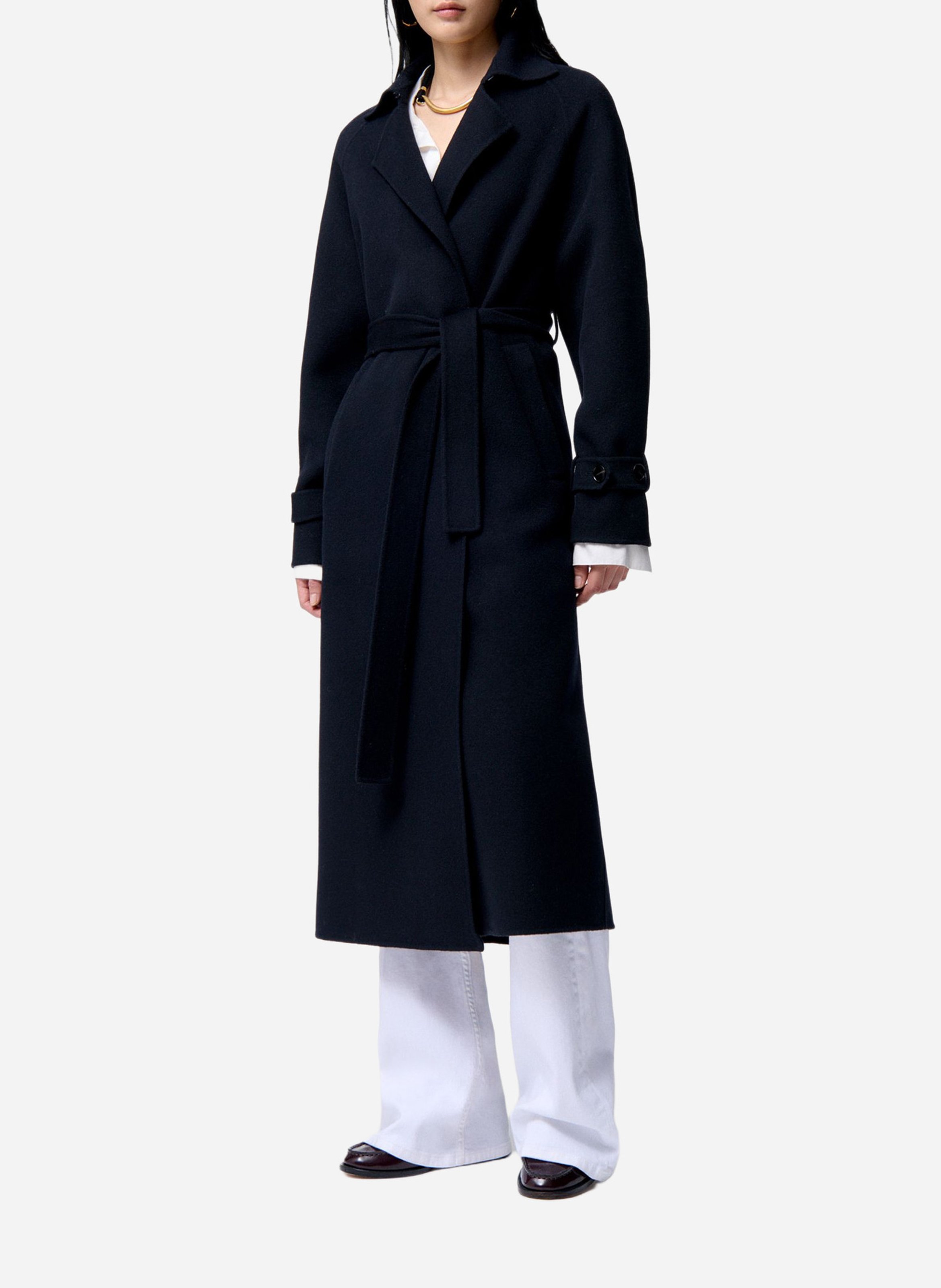 Effen, rechte, wollen jas met lange mouw VANESSA BRUNO Blauw