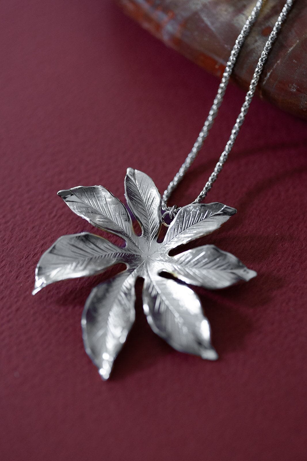 AGLAÉ - Long silver-plated flower necklace MONSIEUR SIMONE Silver