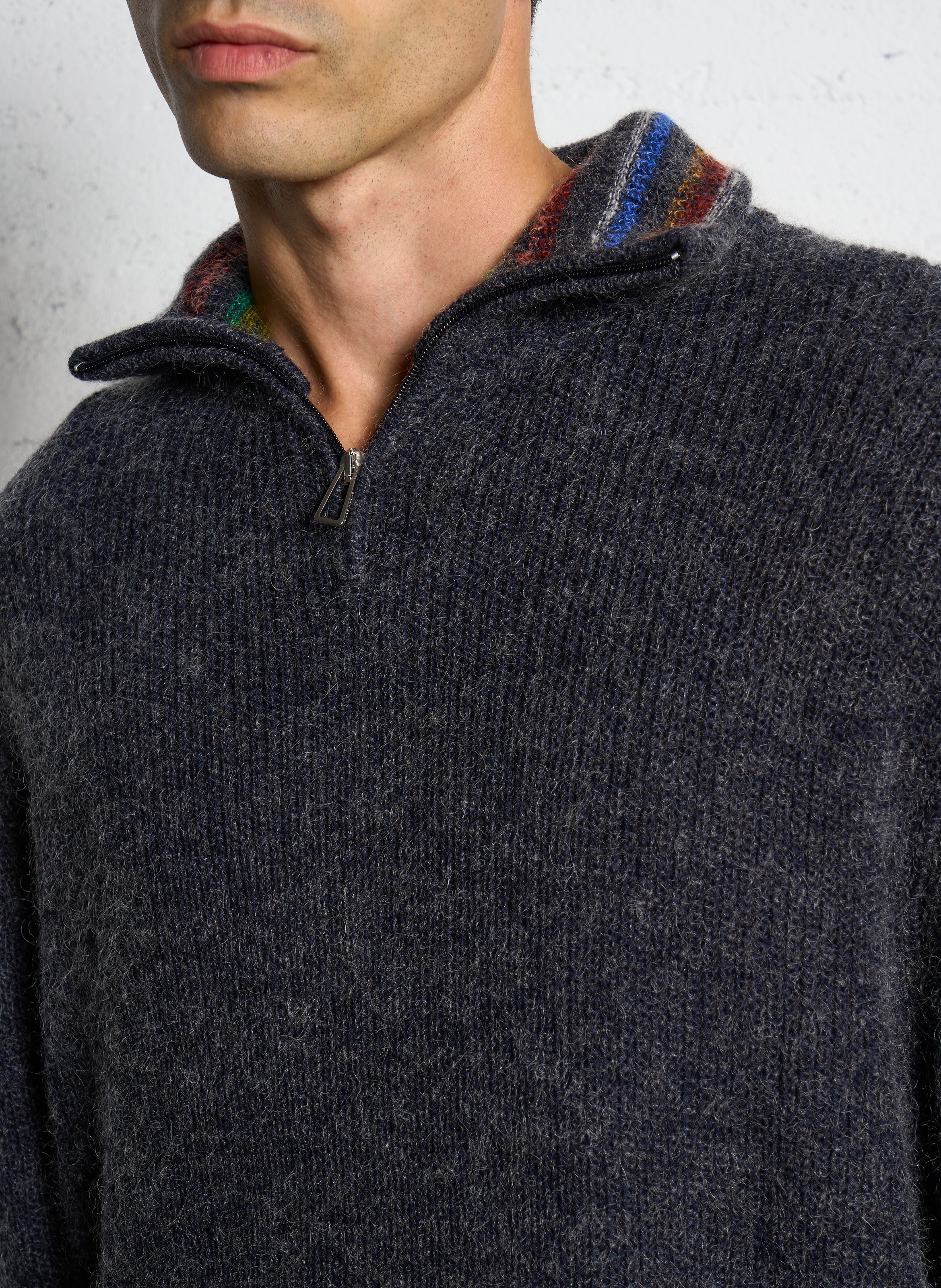 Fluffy high-neck zip-up sweater PAUL SMITH Black