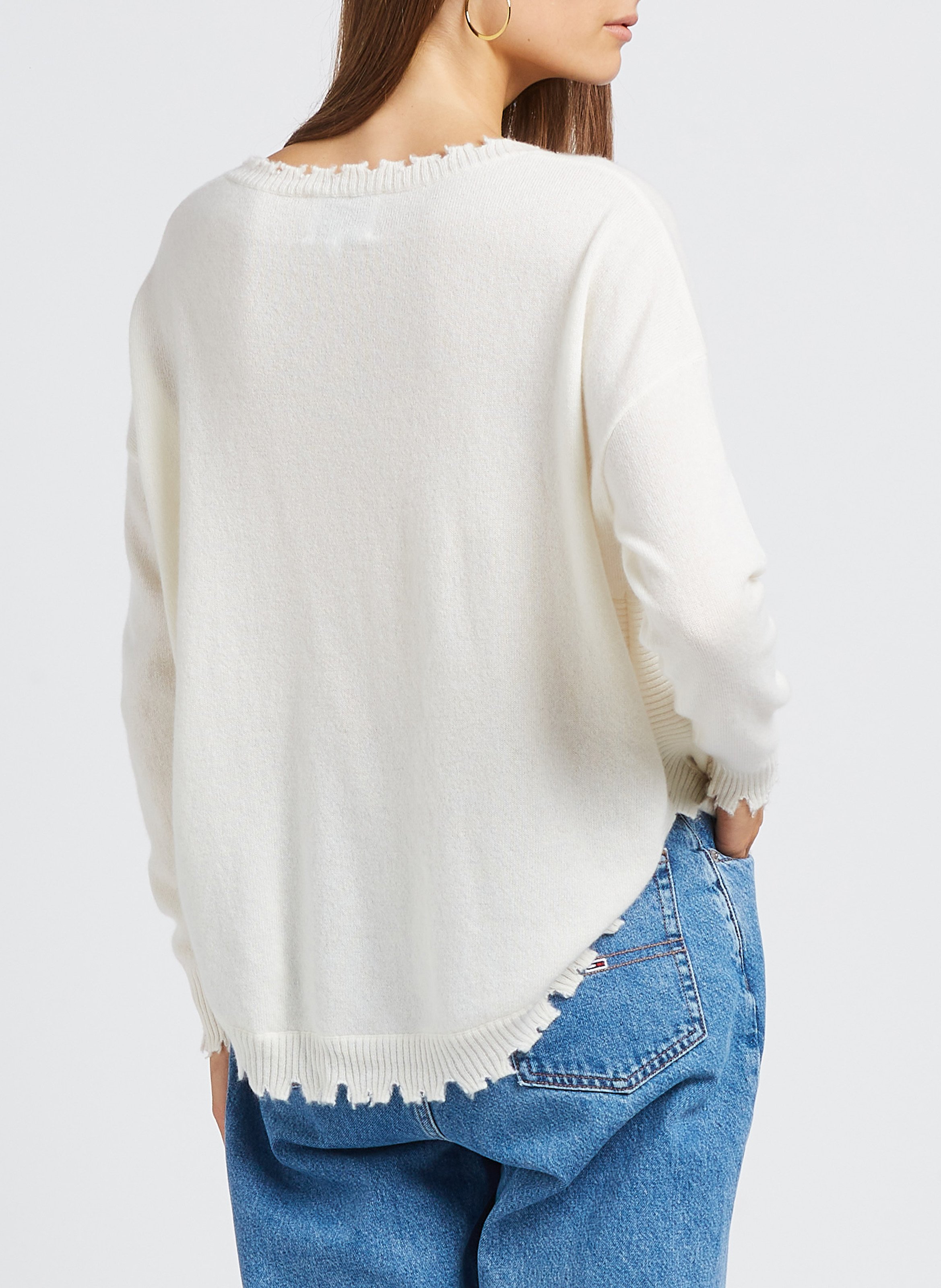 Pull oversize en cachemire maillé KUJTEN Blanc