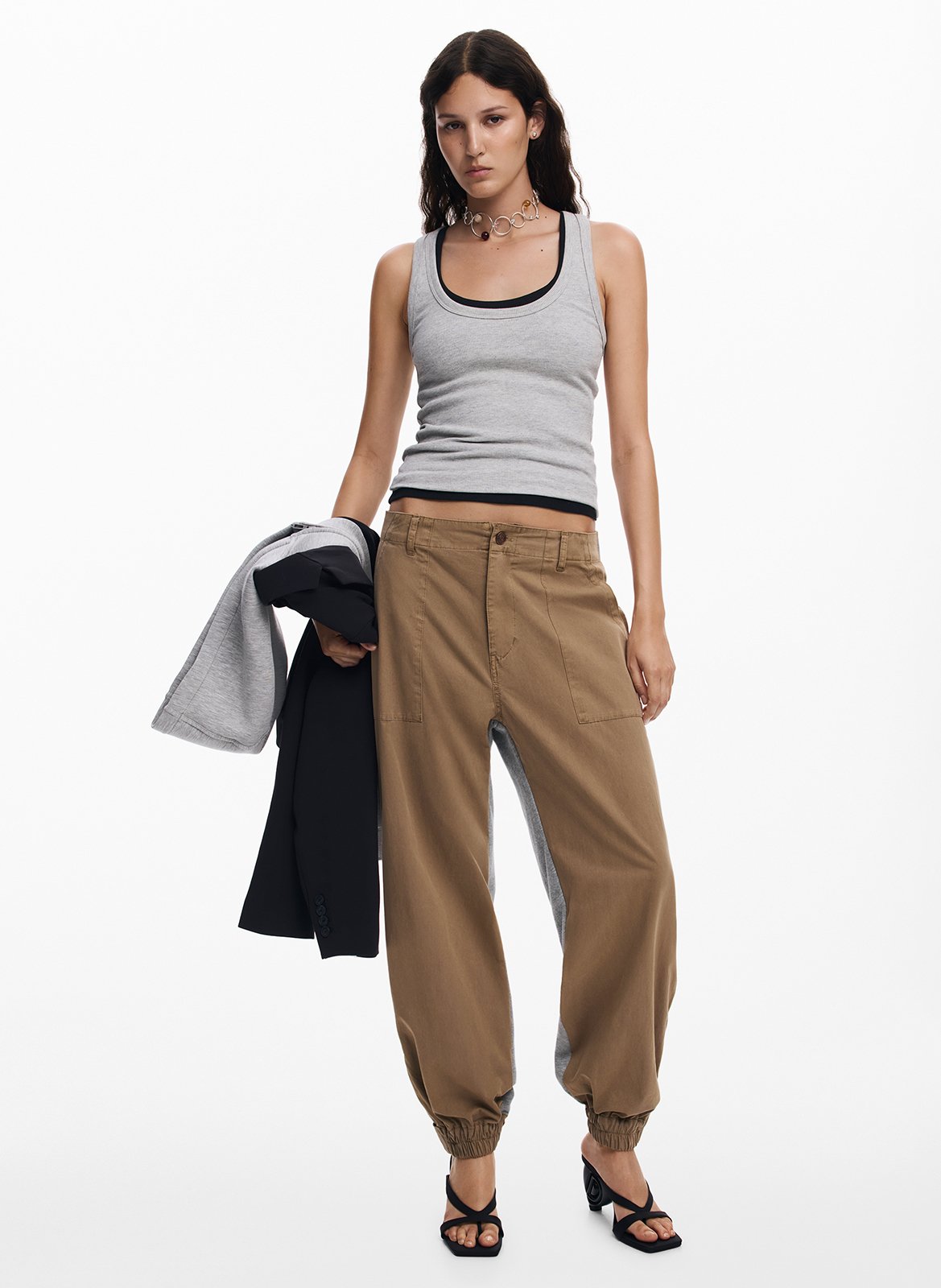 Pantalon hybride jogger bi matière DESIGUAL Marron