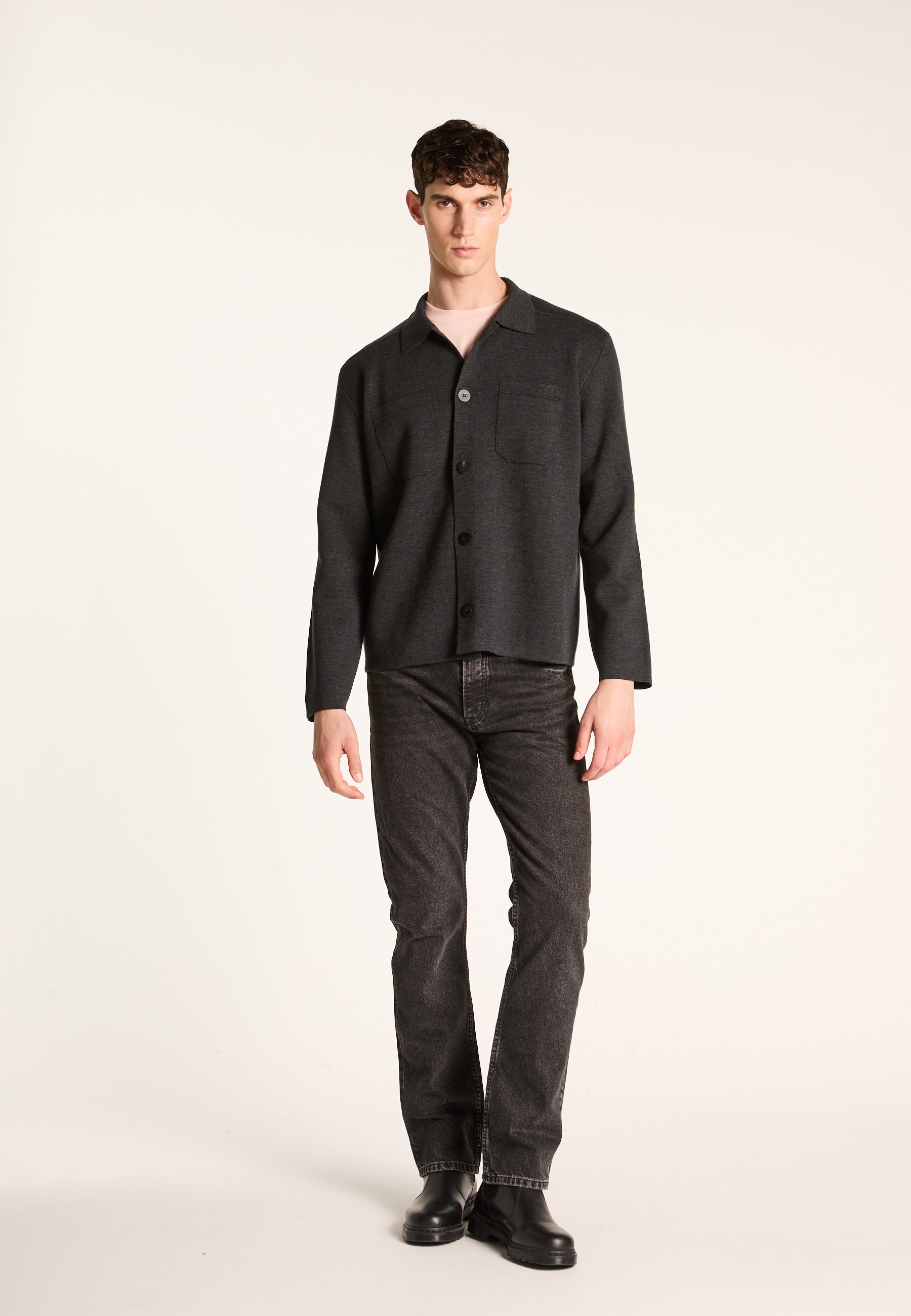 Merino wool overshirt MAISON MONTAGUT Grey