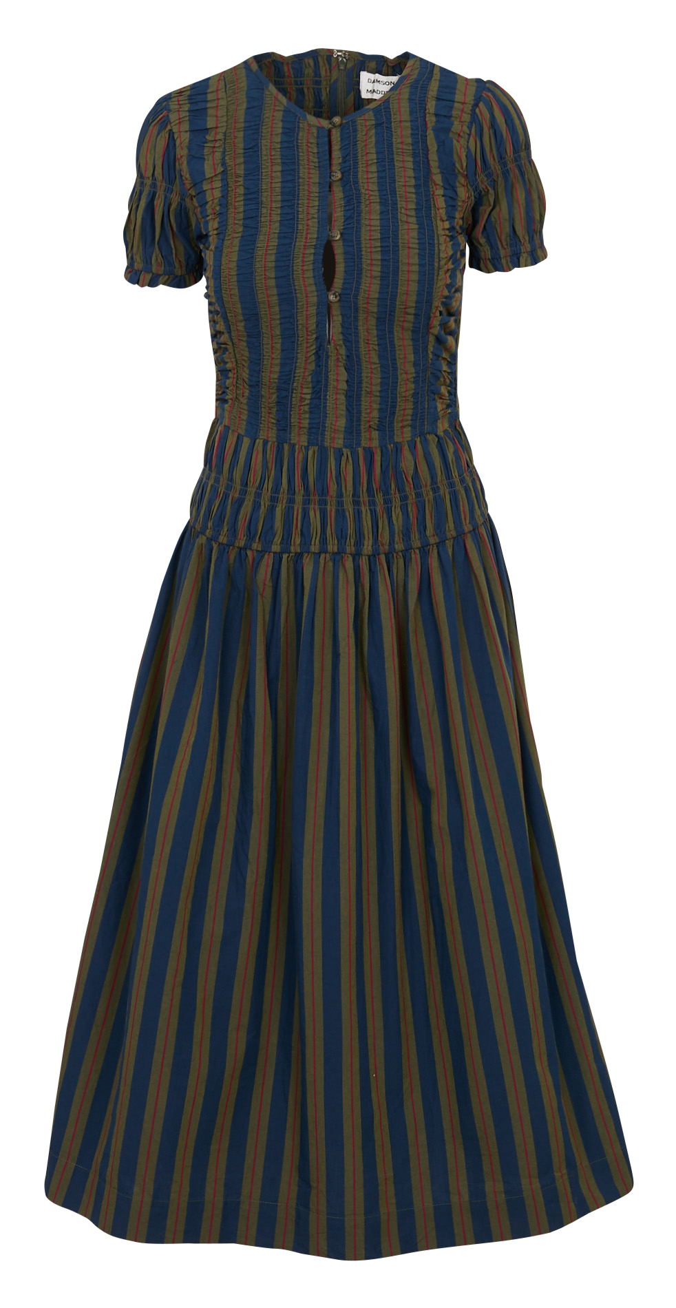 Robe longue col  rond en coton bio DAMSON MADDER Multicolore