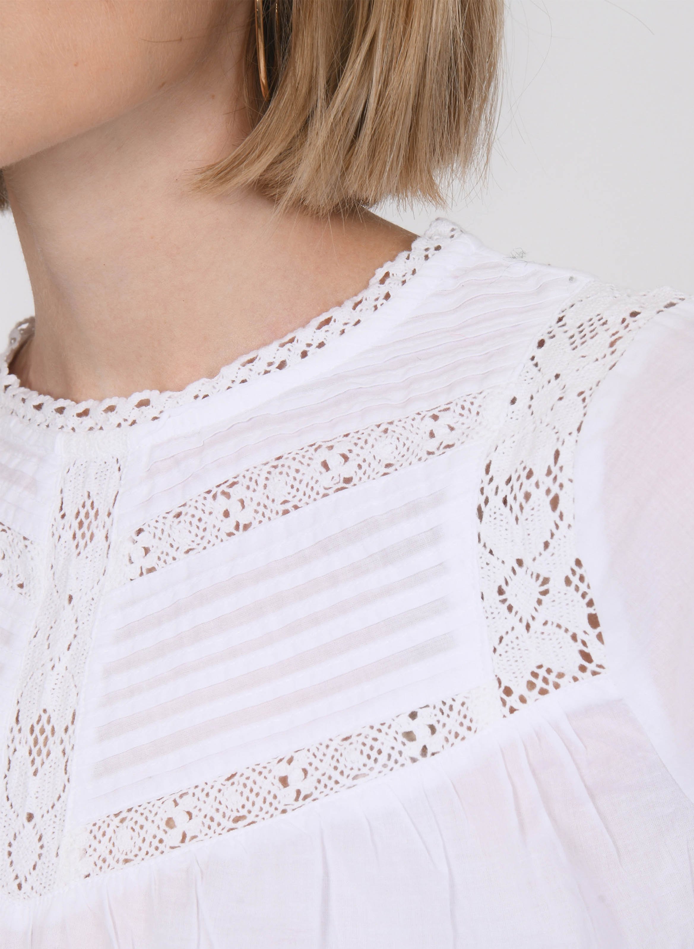 Katoenen blouse met ronde hals KOOKAI Wit