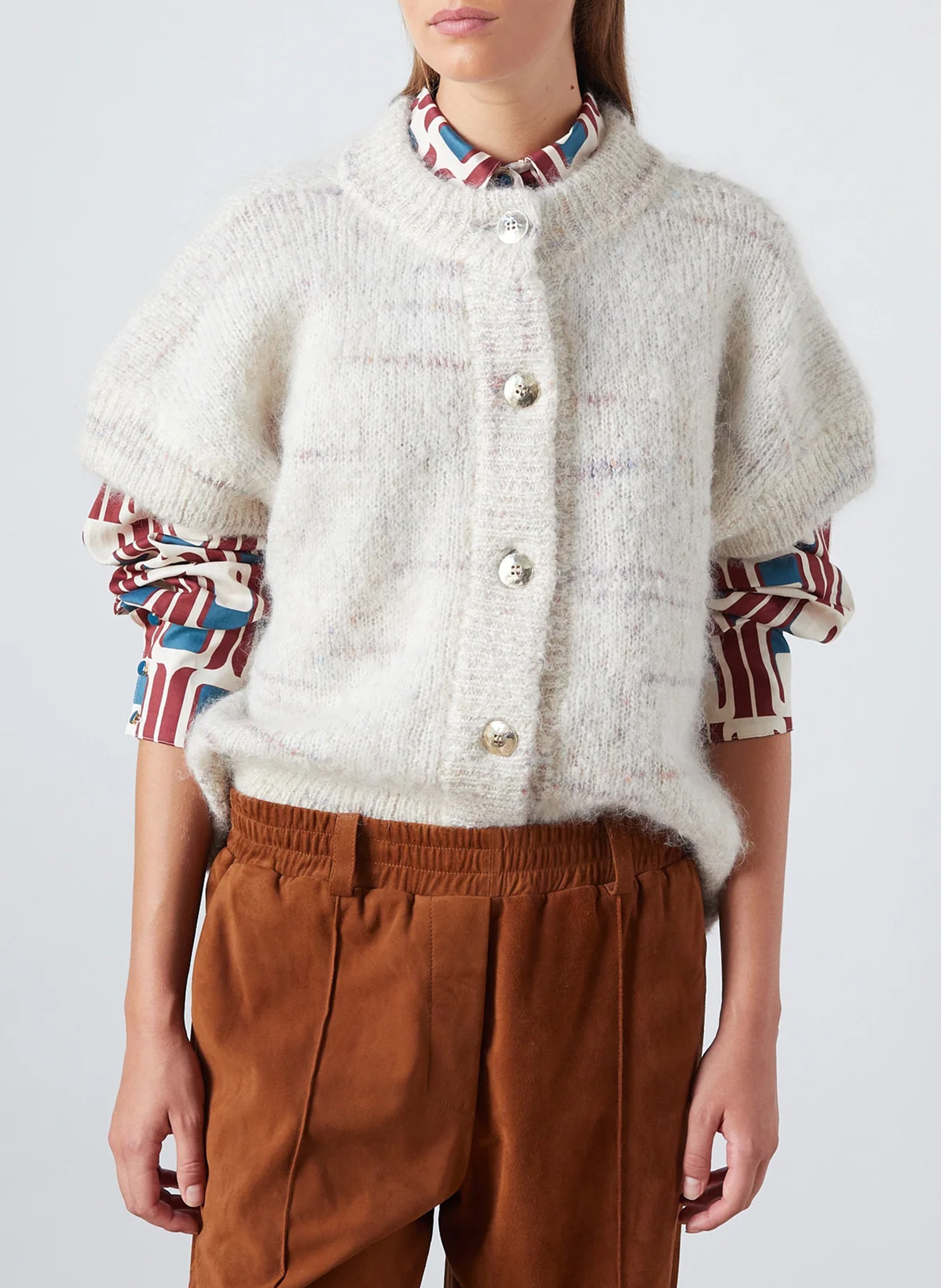 Gilet ample duveteux en laine mélangée THE LABEL EDITION Beige