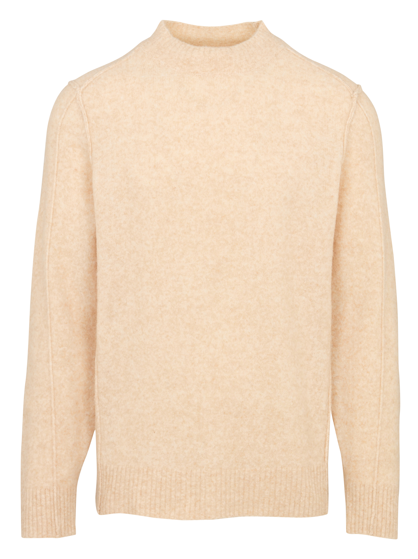 Round-neck mixed-knit straight sweater MINIMUM Beige