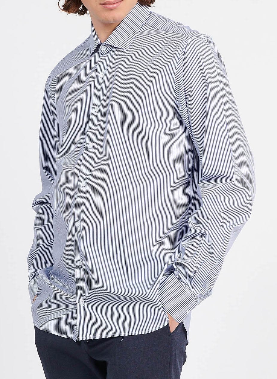 Slim-fit striped cotton shirt with classic collar ATELIER PRIVE Blue
