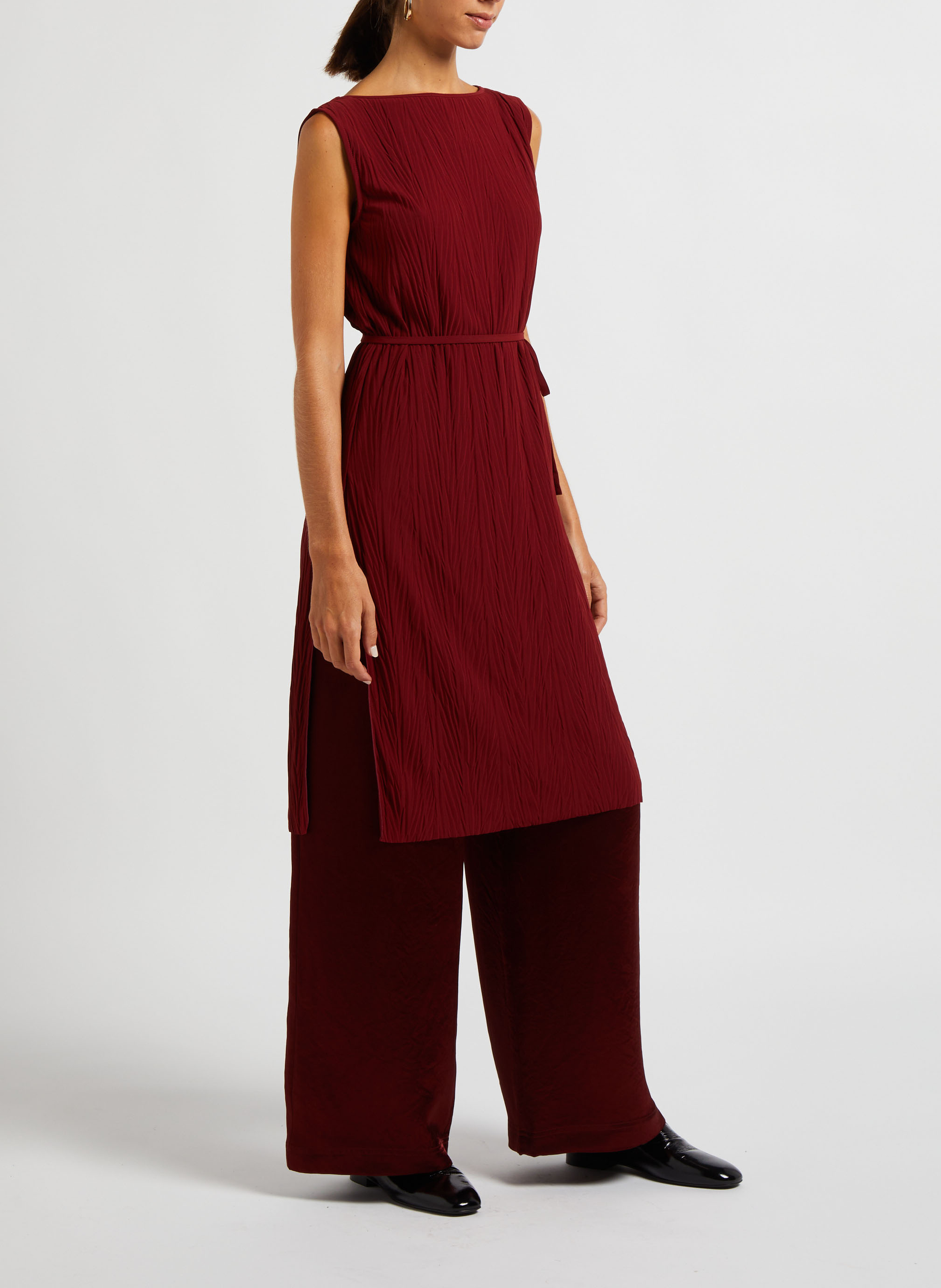 Long pleated round-neck tunic MAX MARA LEISURE Red