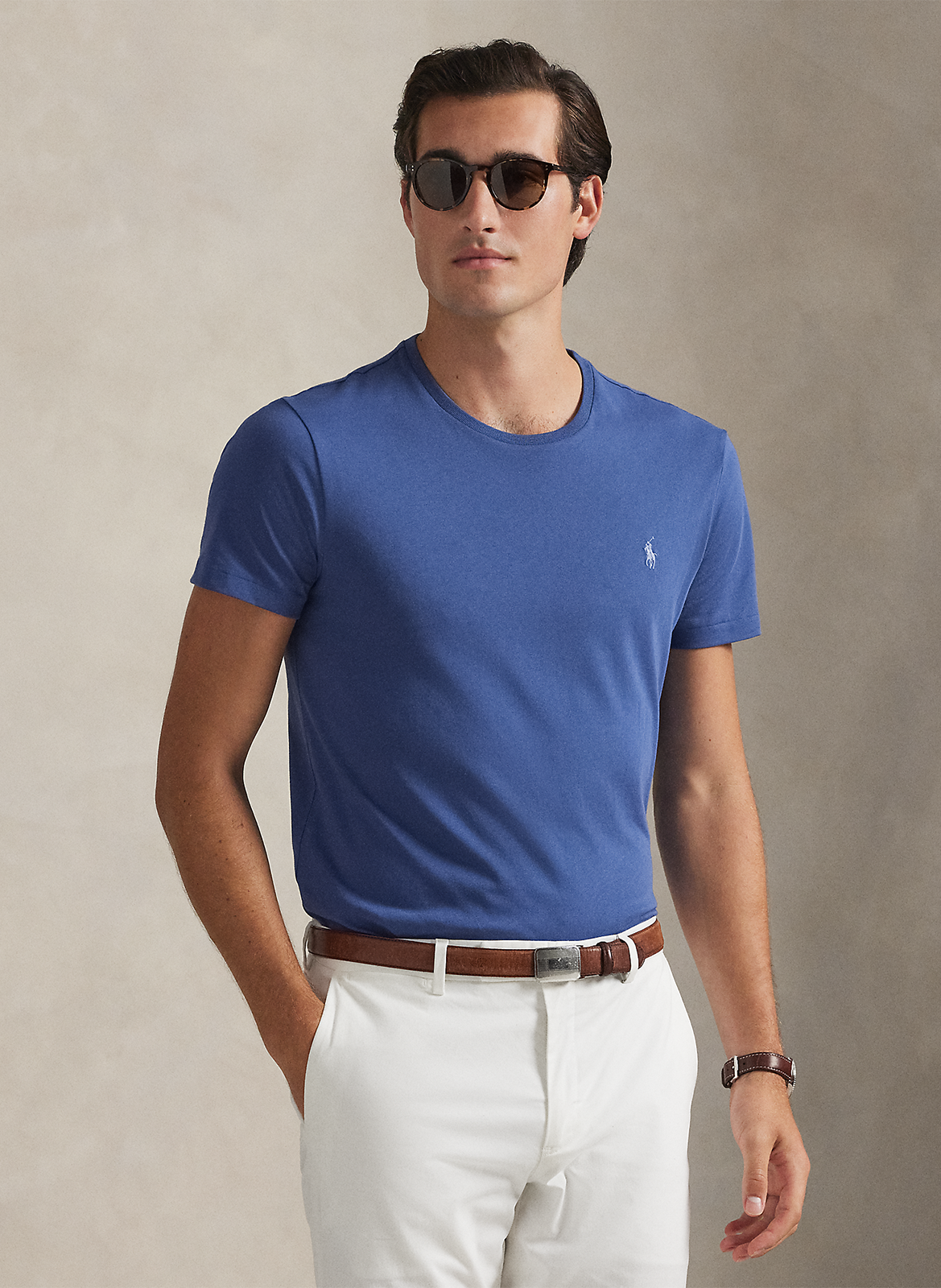 Mottled round-neck cotton-blend T-shirt POLO RALPH LAUREN