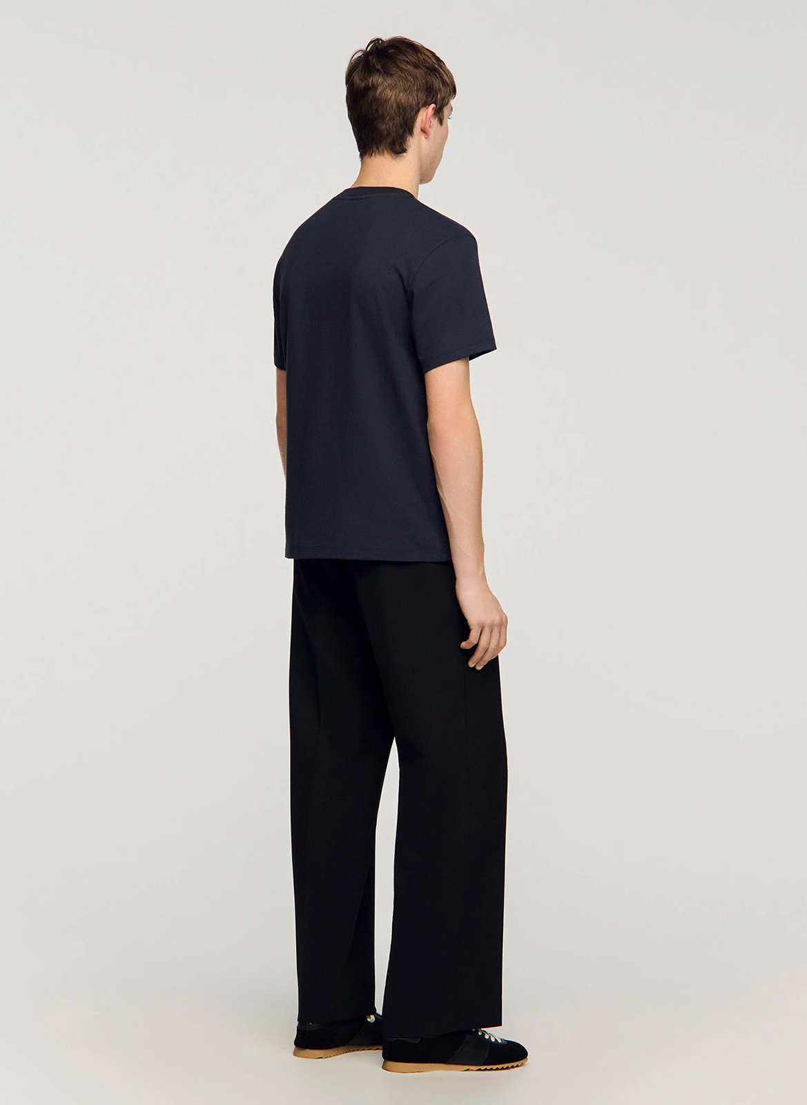 Tee-shirt droit col rond en coton SANDRO Bleu