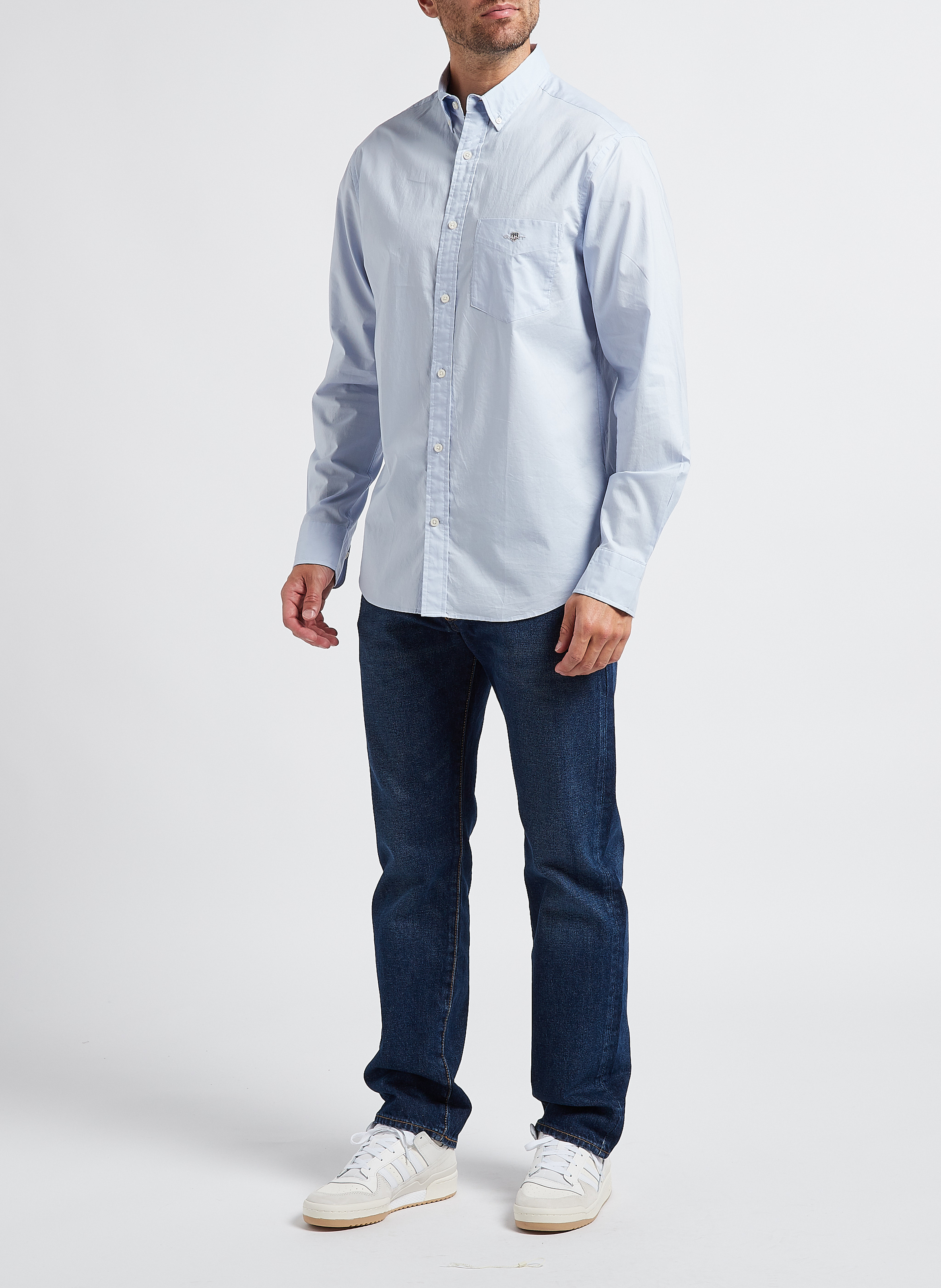 Straight-cut recycled cotton shirt with classic collar GANT Blue