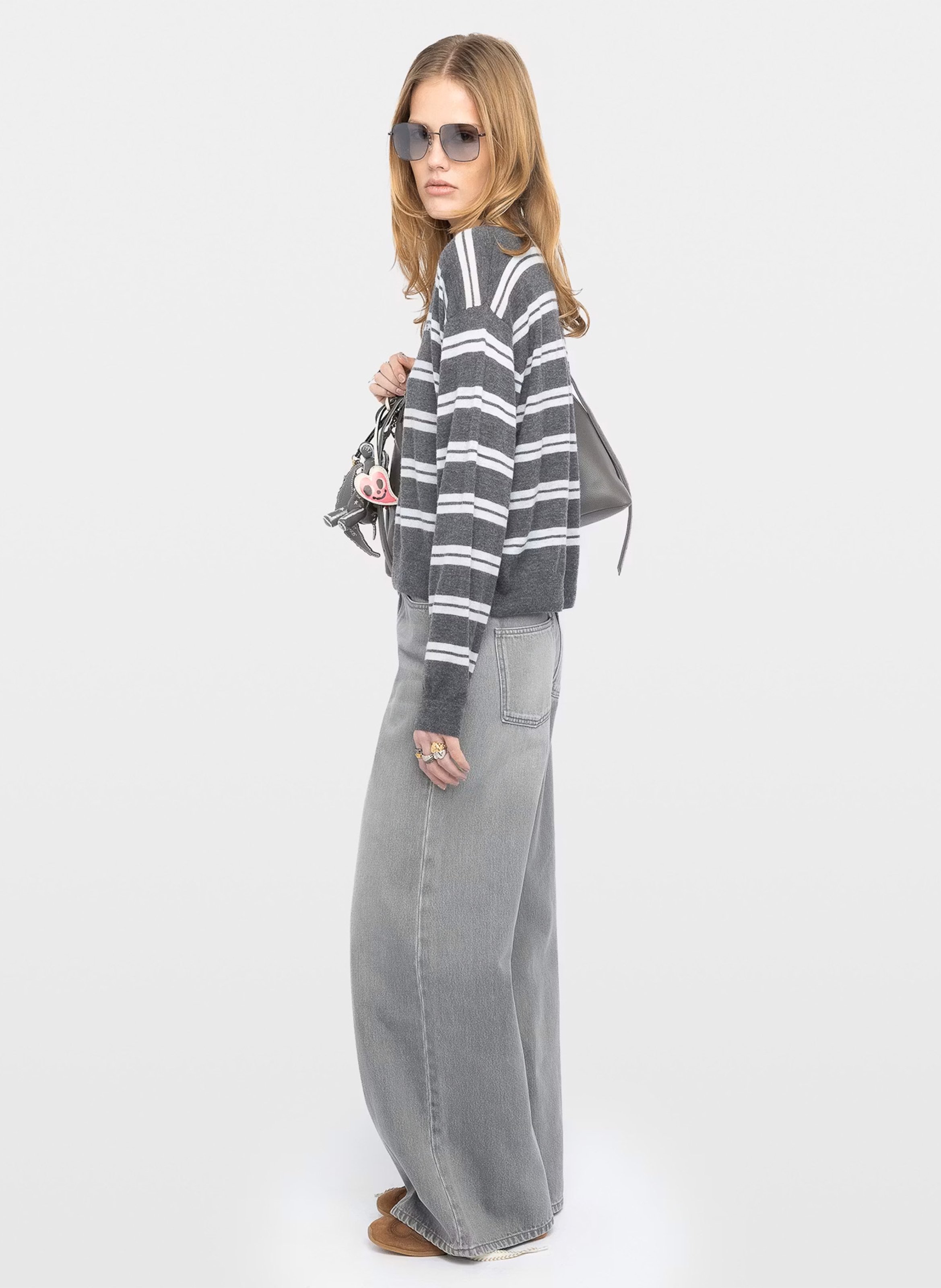 Pull droit col rond en cachemire ZADIG&VOLTAIRE Gris