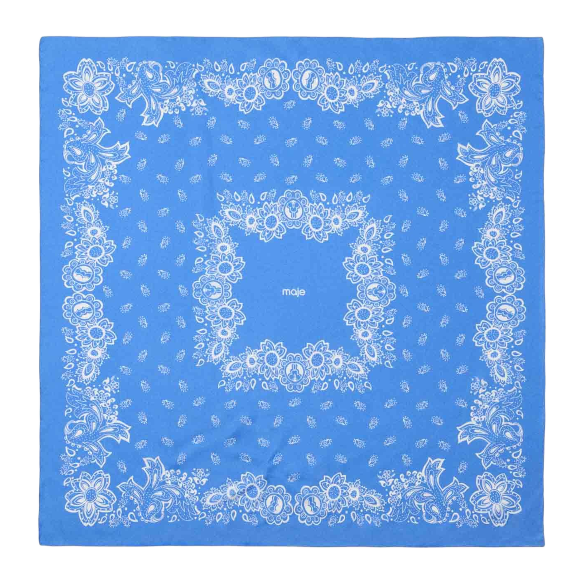 Foulard van zijde met print MAJE Blauw
