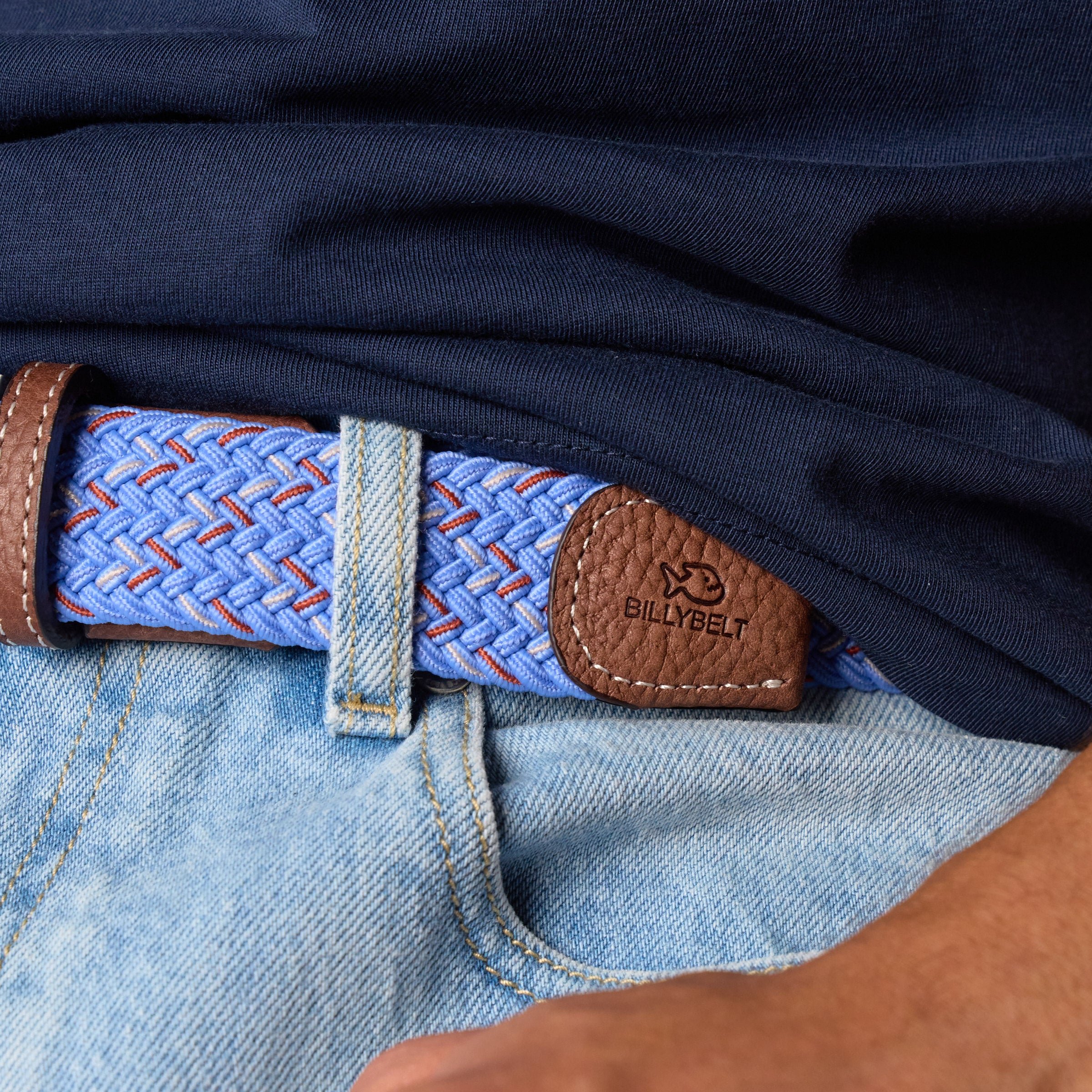 Multicolored braided elastic belt BILLYBELT Blue