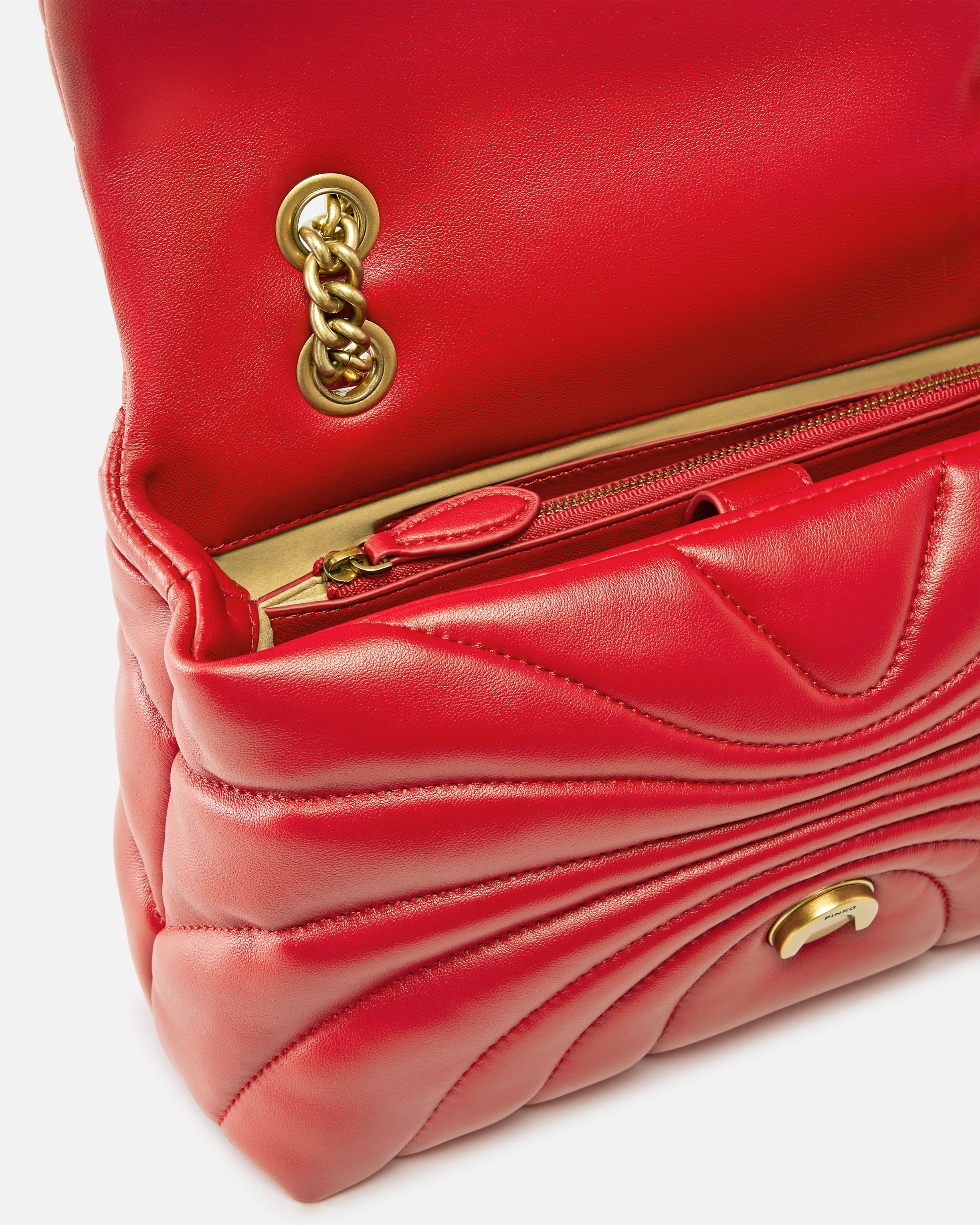 Grand sac à bandoulière love bag puff à matelassage papillon PINKO Rouge