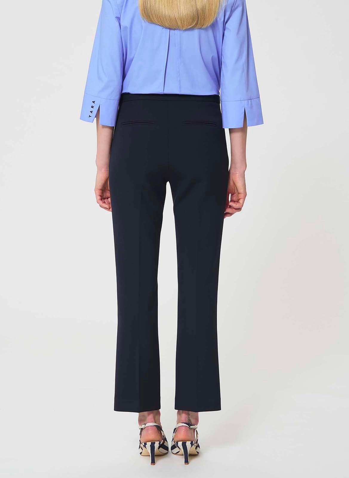 Pantalon évasé 7/8e en toile TARA JARMON Bleu