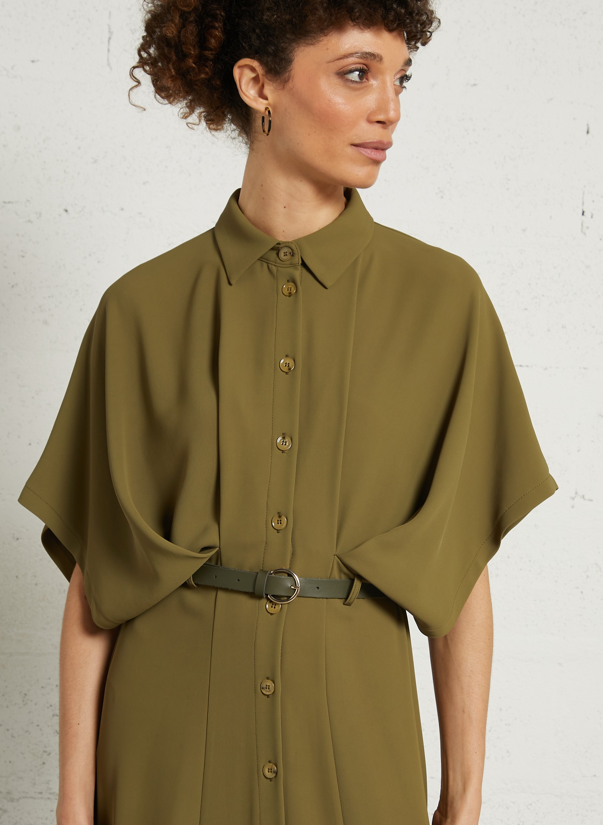 Long dress with classic collar IMPERIAL Green