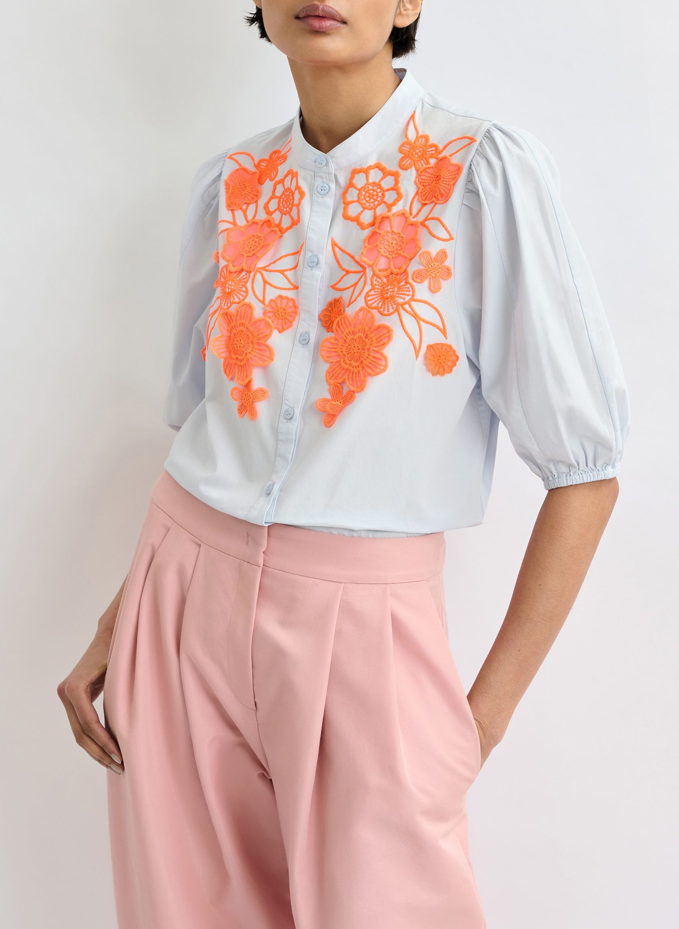 Baumwollbluse mit Rundhalsausschnitt ESSENTIEL ANTWERP Blau