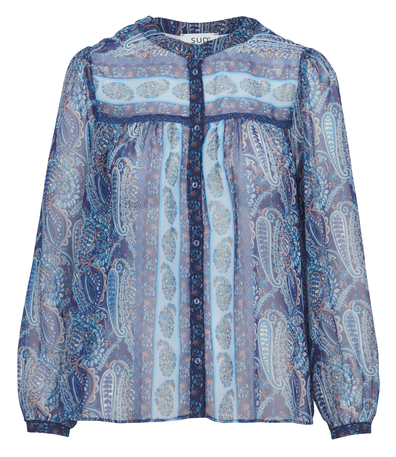 Loose fit mandarin collar printed shirt SUD EXPRESS Blue