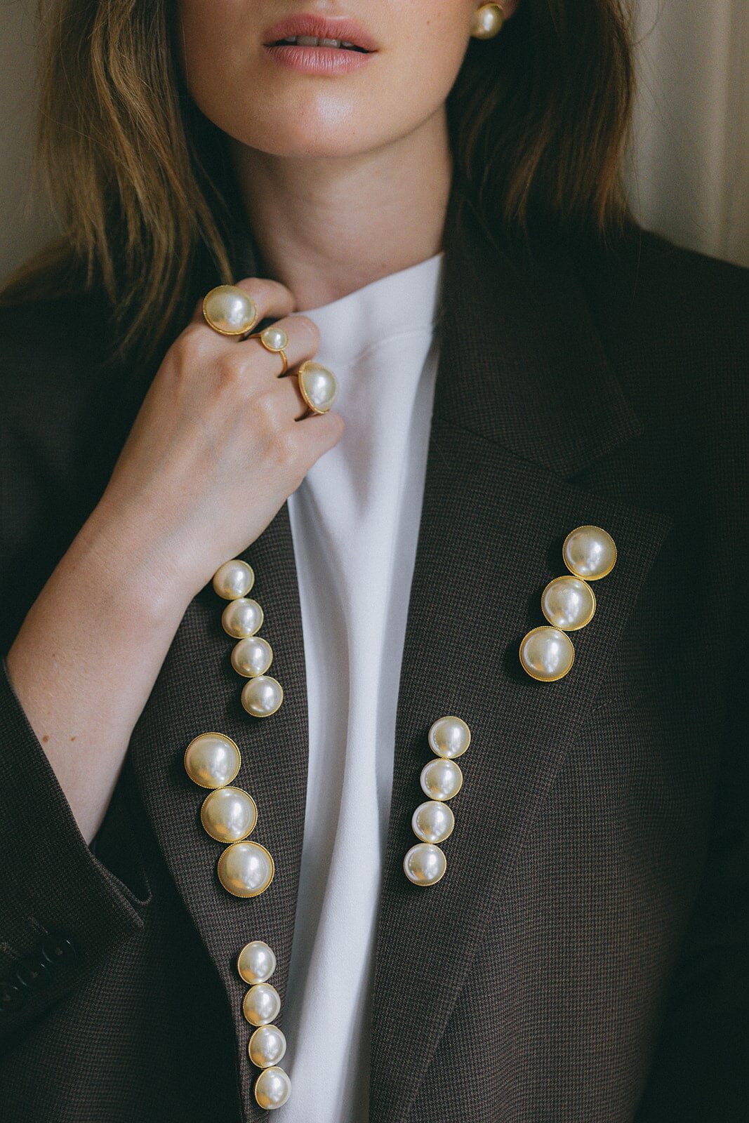 Gold-plated pearl brooch MONSIEUR SIMONE Golden