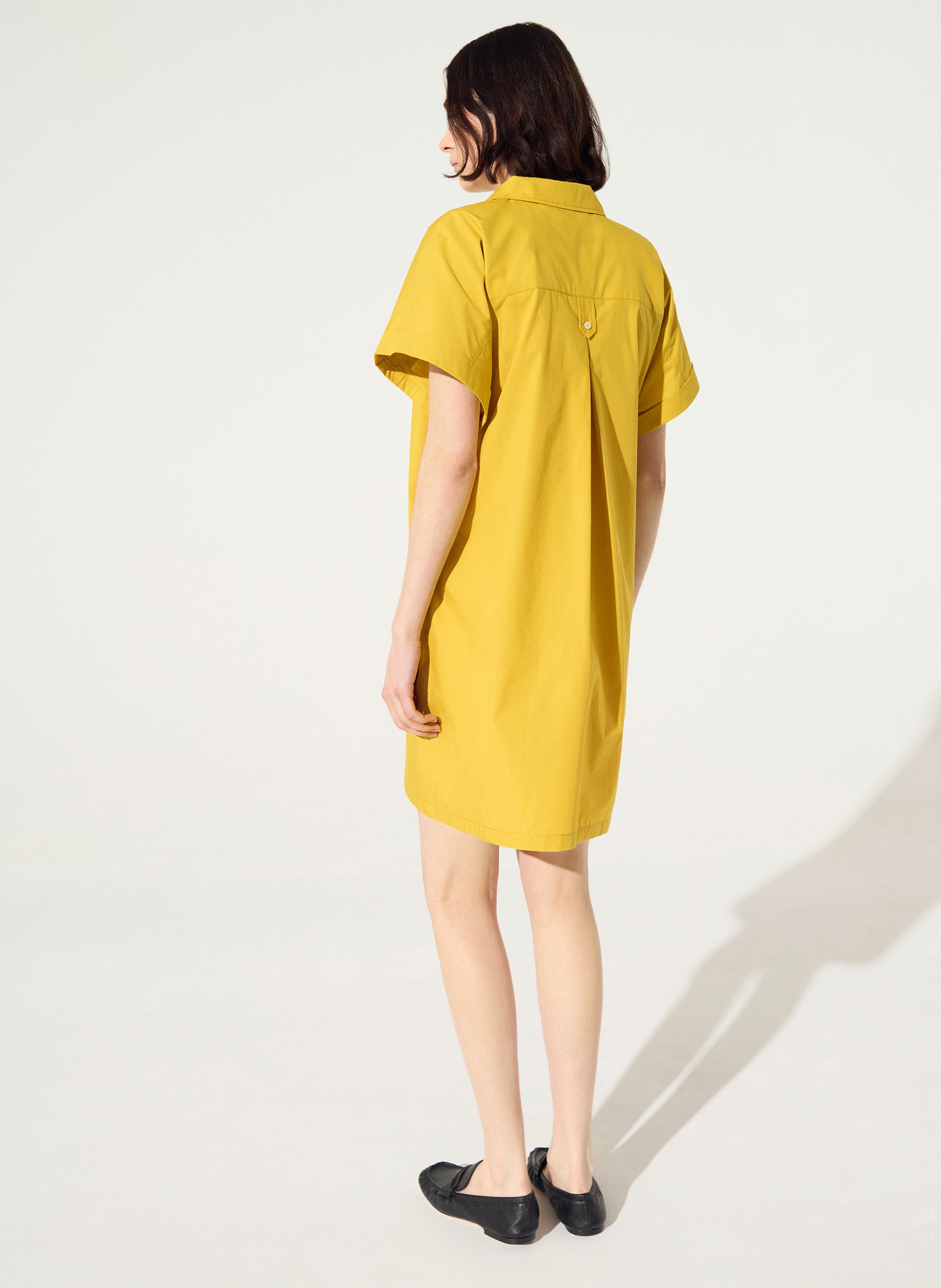 Robe courte col classique en coton bio COTELAC ACOTE Jaune