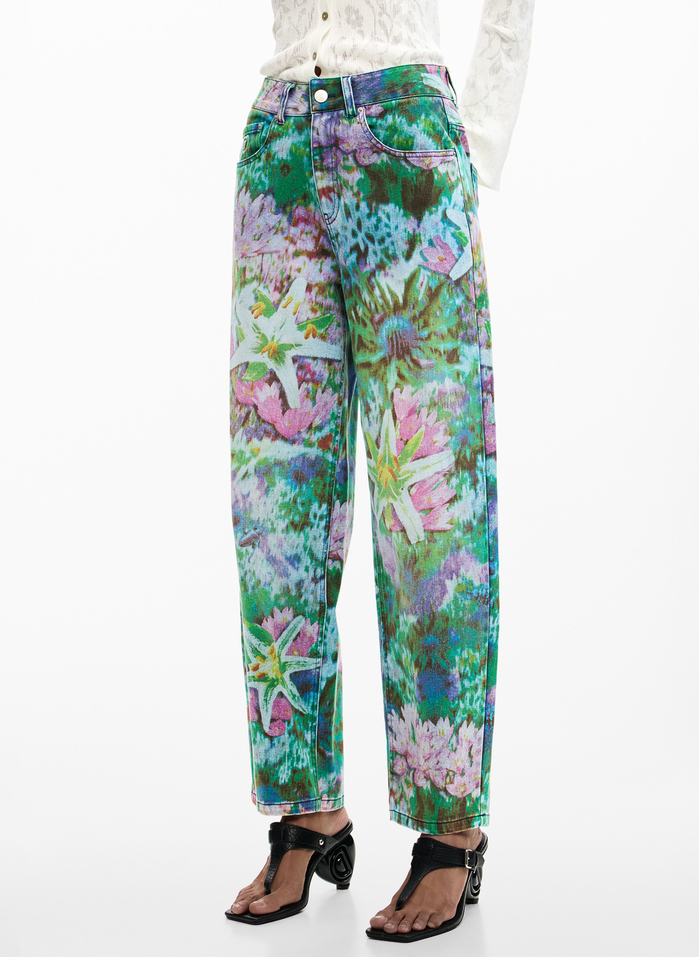 Printed straight jeans DESIGUAL Blue