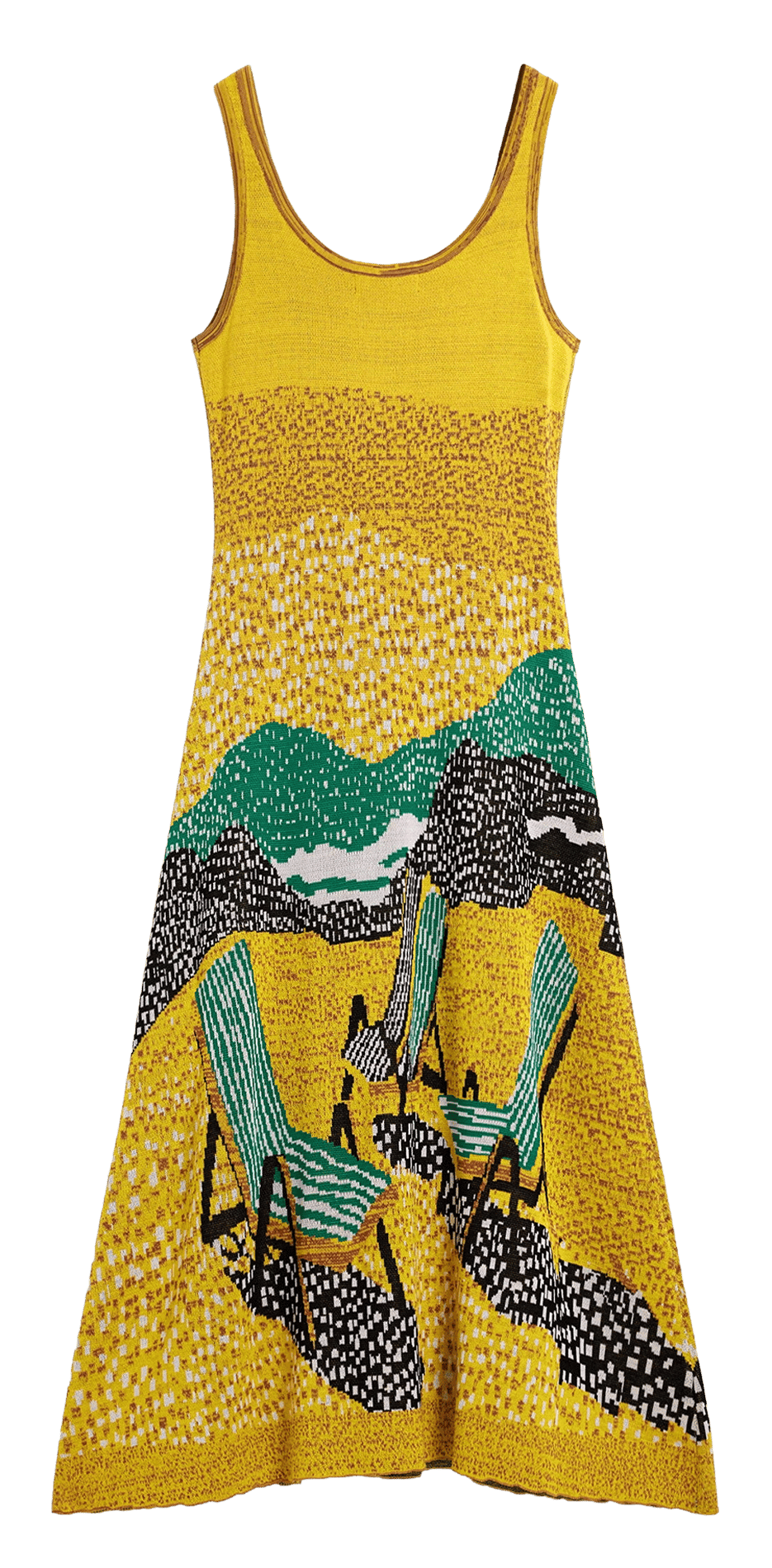 Langes Kleid mit Print DESIGUAL Gelb