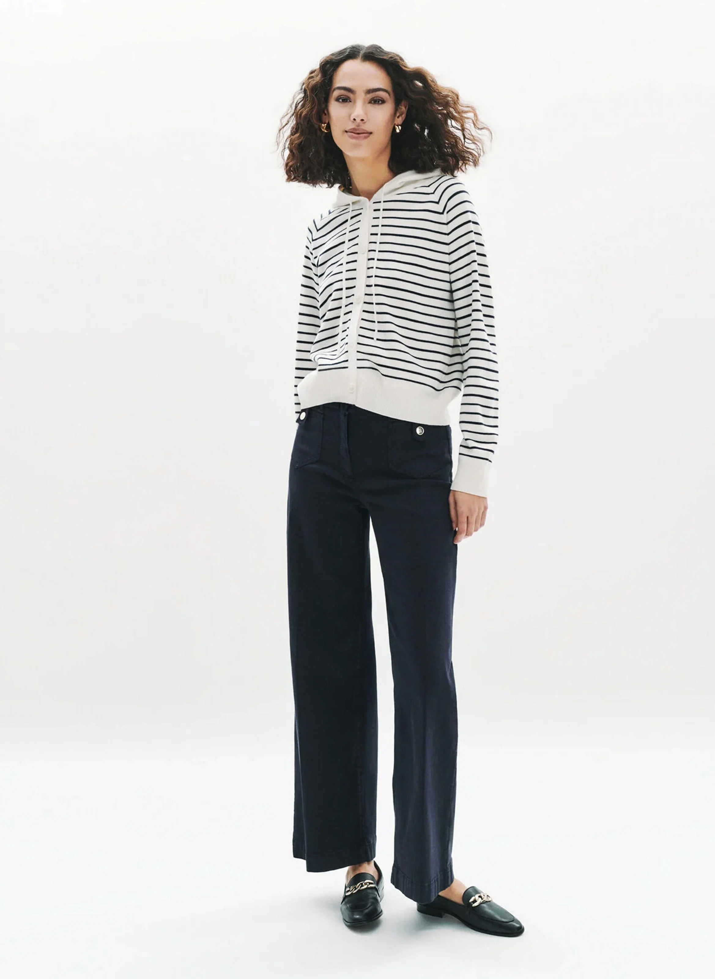 Gestreifter Hoodie-Sweater CAROLL Blau