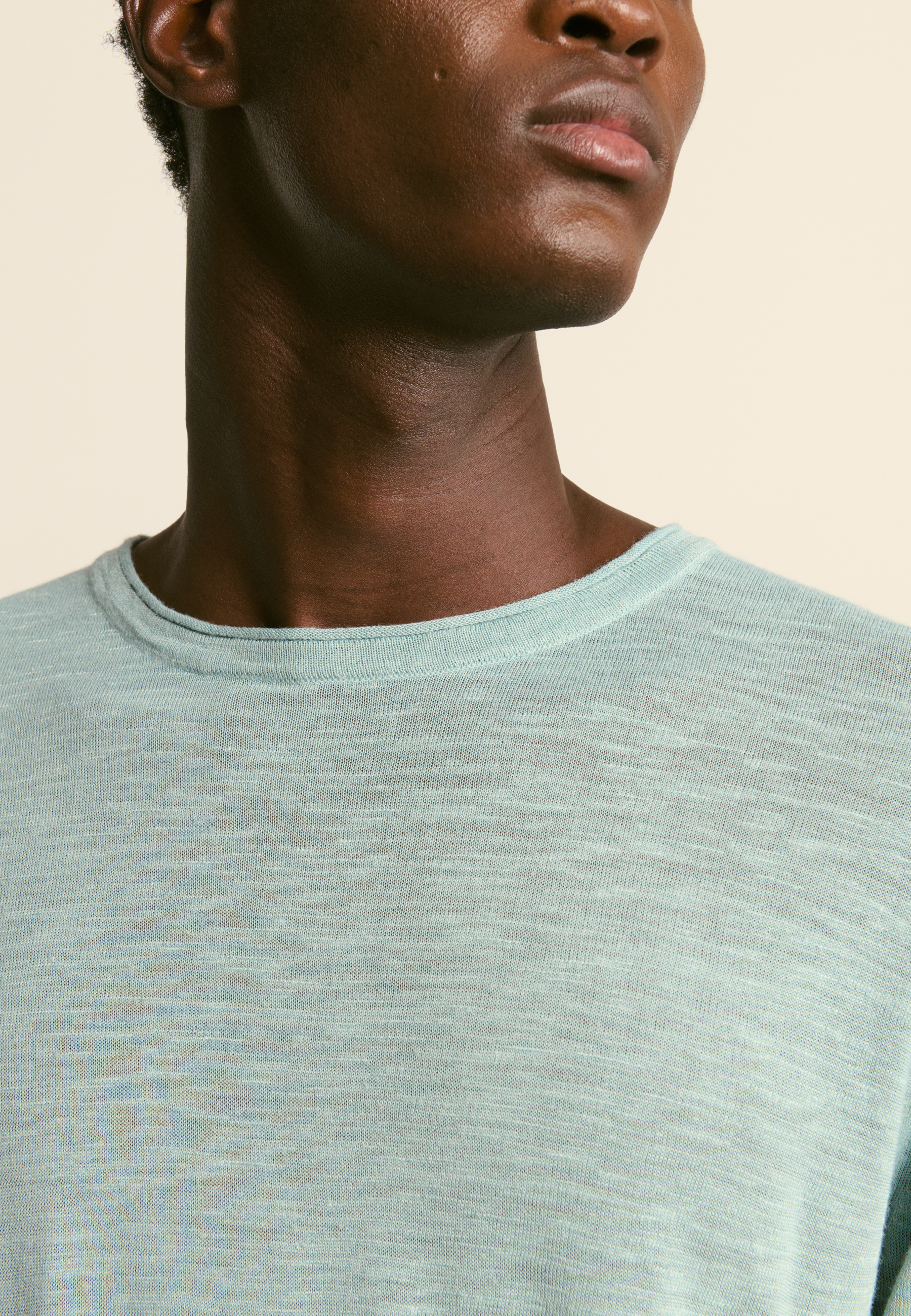 T-shirt col rond en lin flammé MAISON MONTAGUT Vert