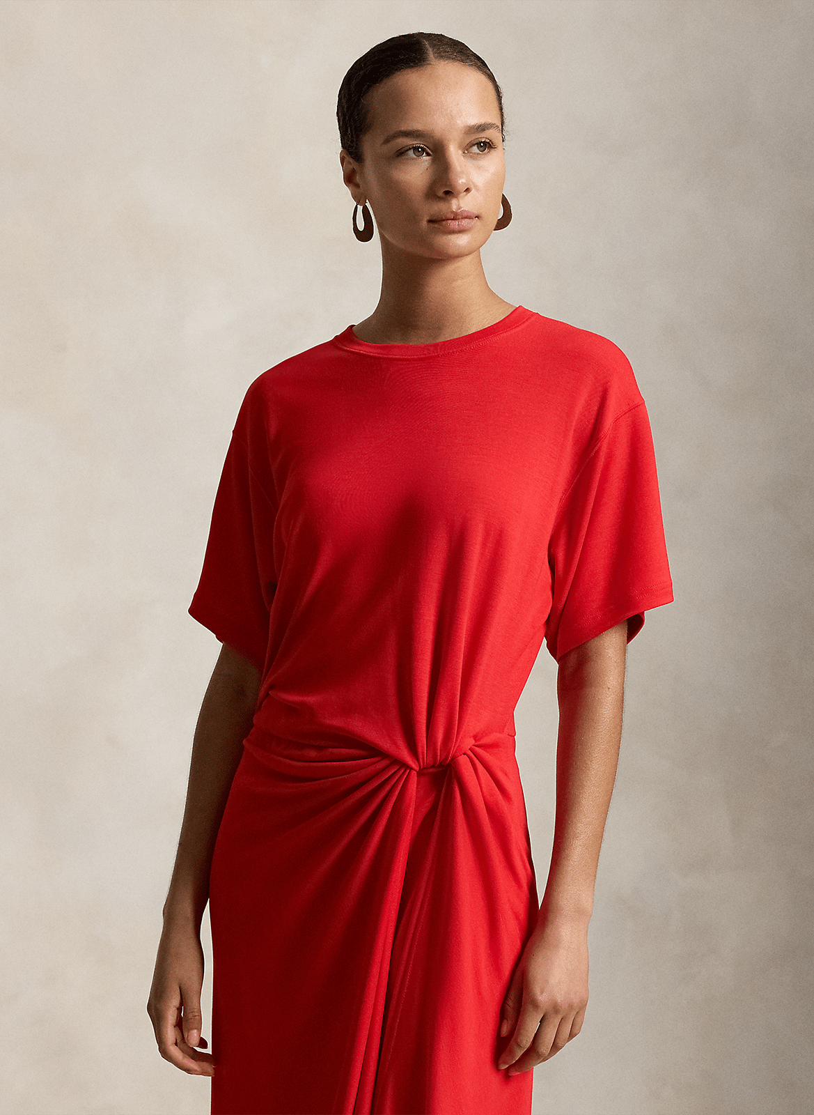 Gedraperetes langes Kleid POLO RALPH LAUREN Rot