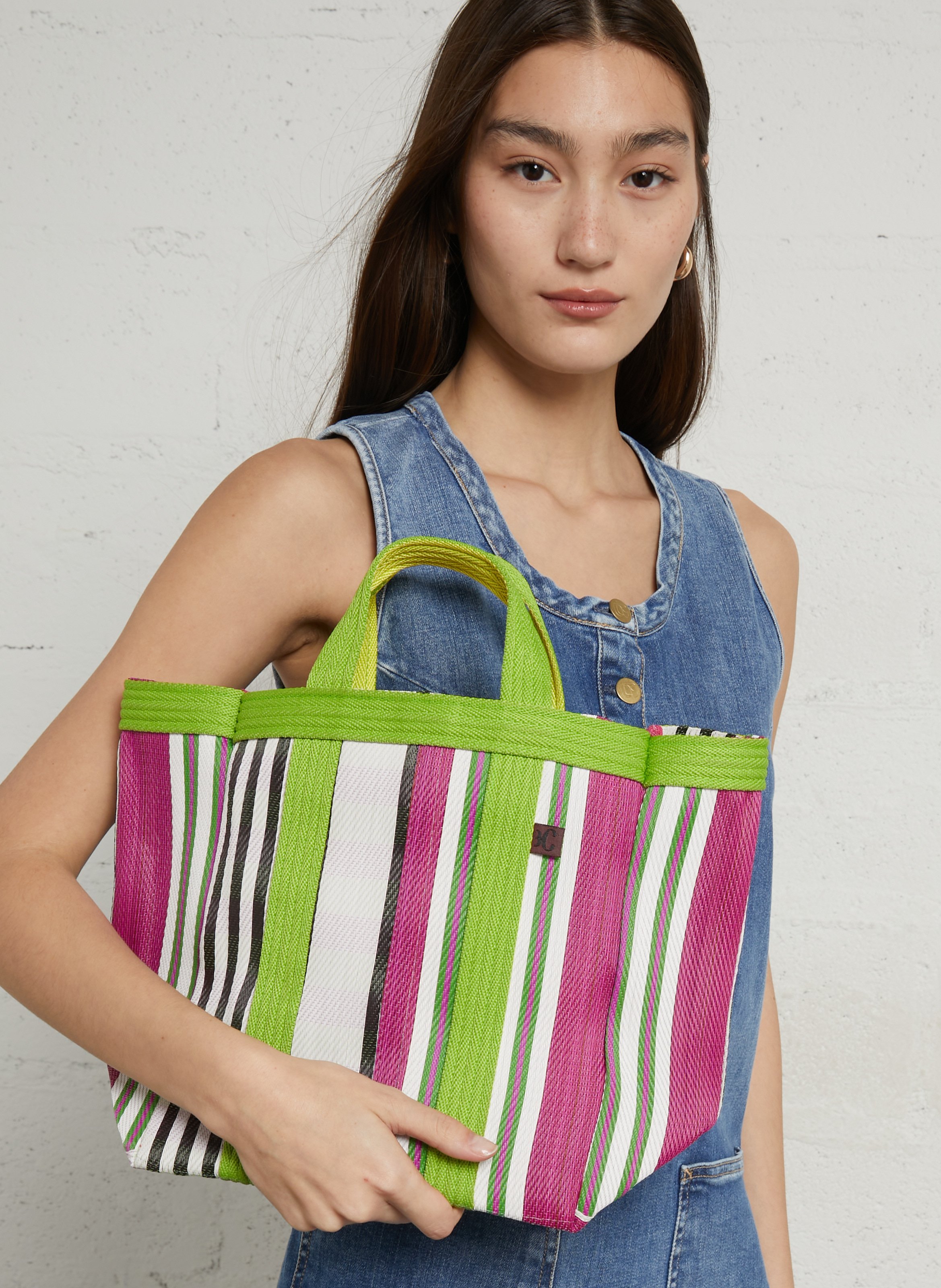 Block color shopping bag BABACHIC BAGS Pink