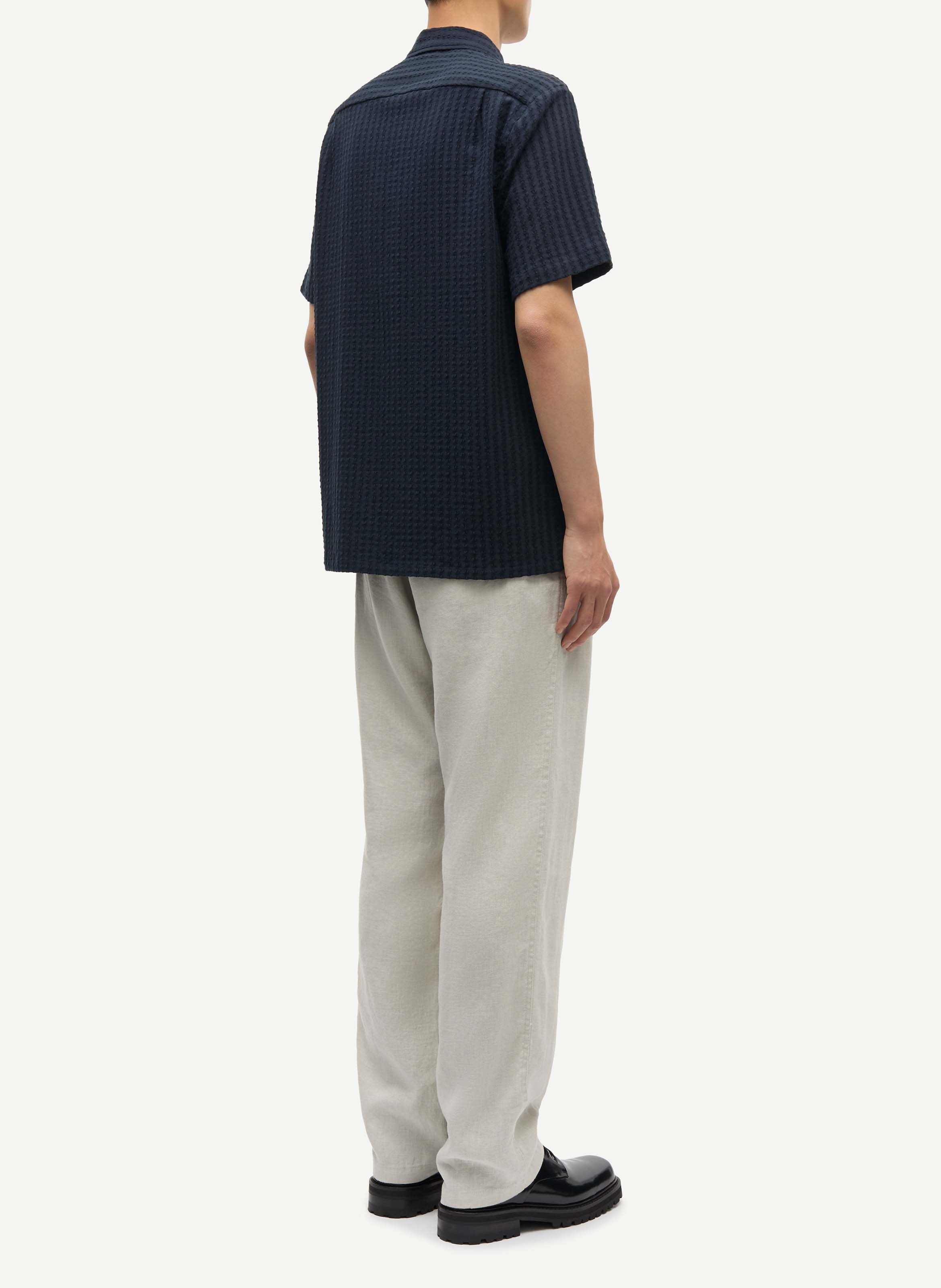 Regular-fit overhemd van biokatoen met textuur SAMSOE SAMSOE Blauw