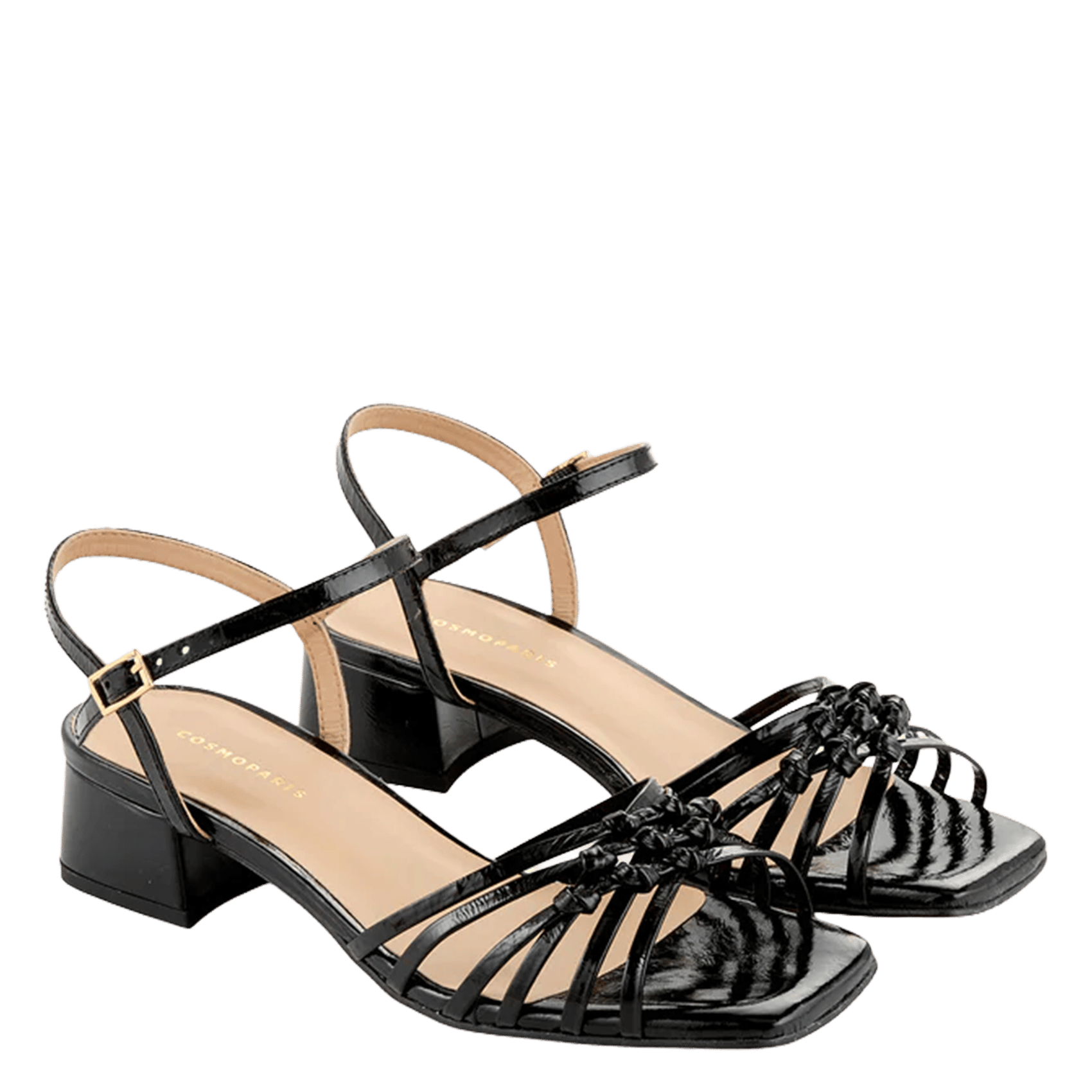 Leren sandaaltje met hak COSMOPARIS Zwart