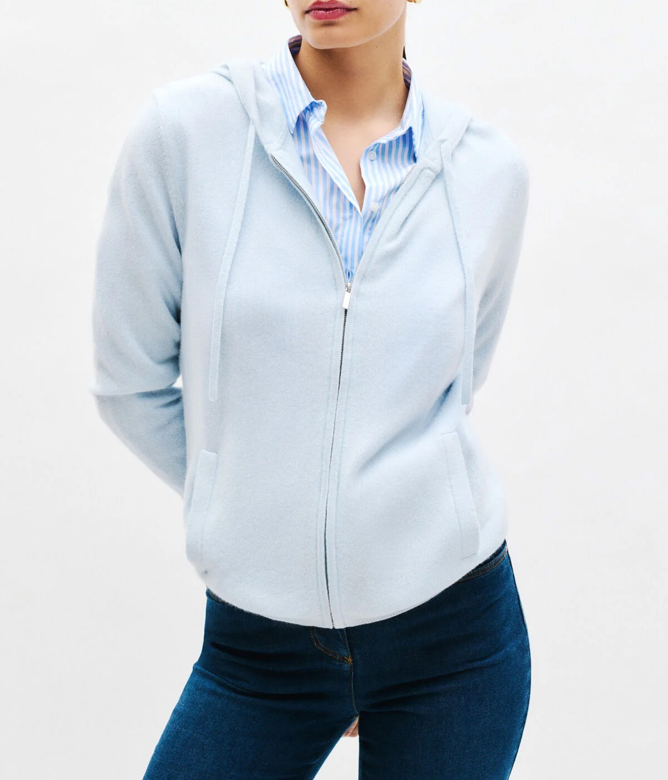 Gerader Woll- und Kaschmir-Strickmantel mit Kapuze CAROLL