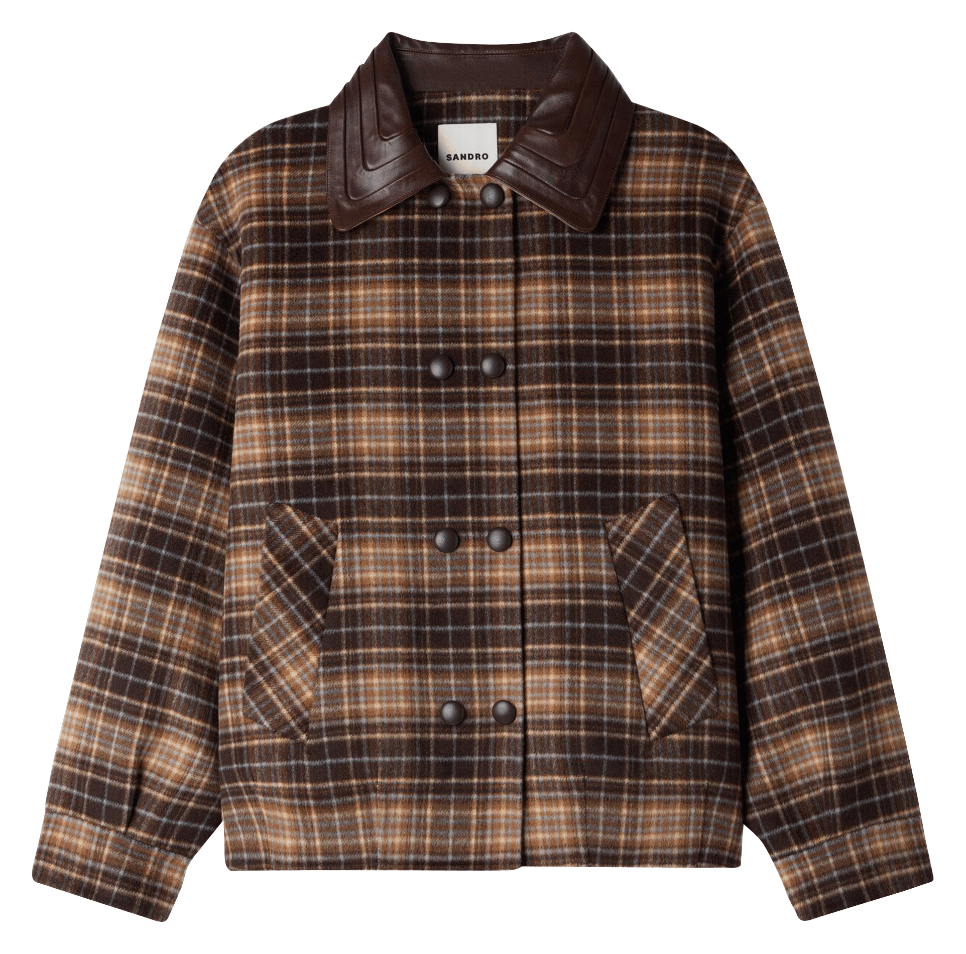 Manteau col classique en laine SANDRO Marron