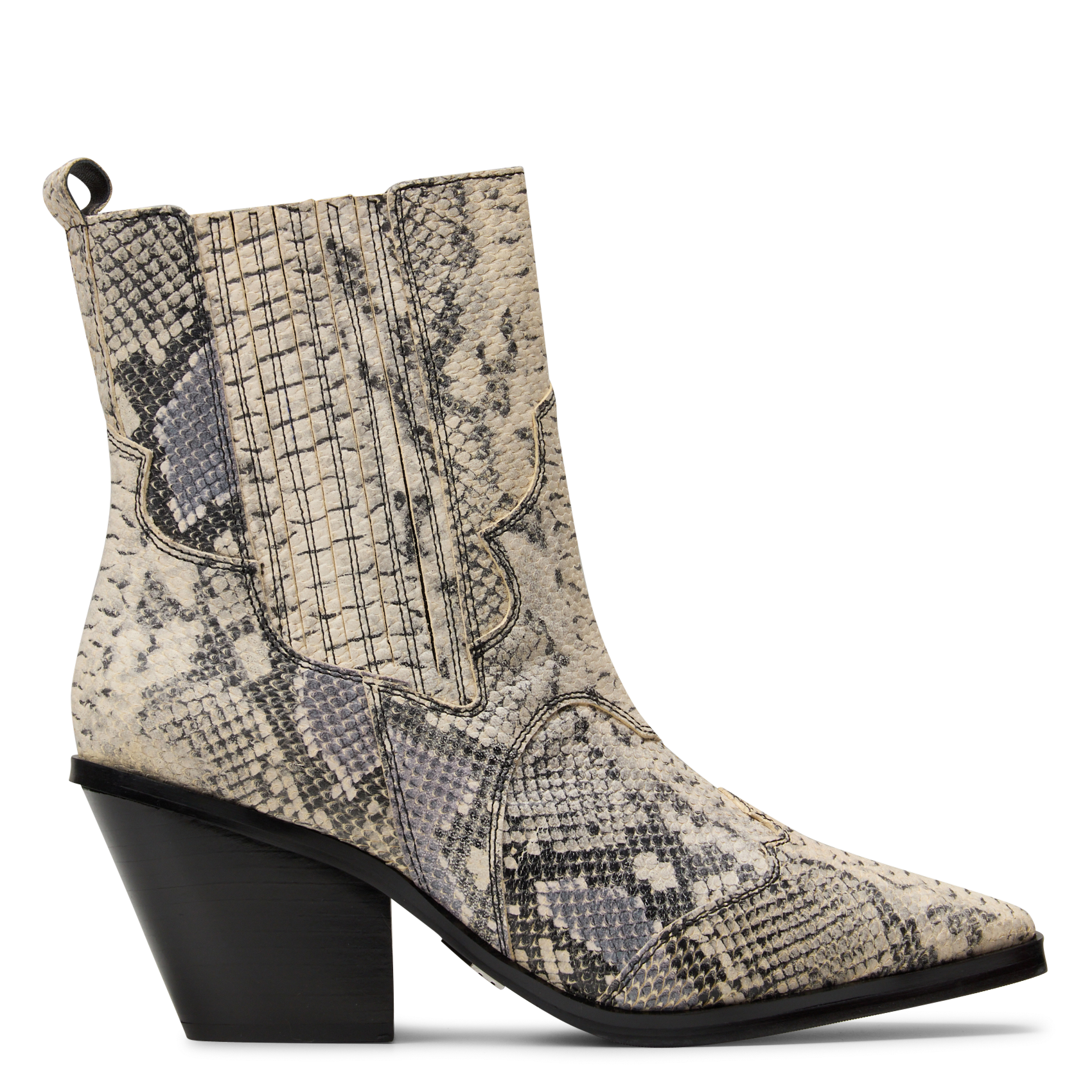 Santiags en cuir effet python IKKS Blanc