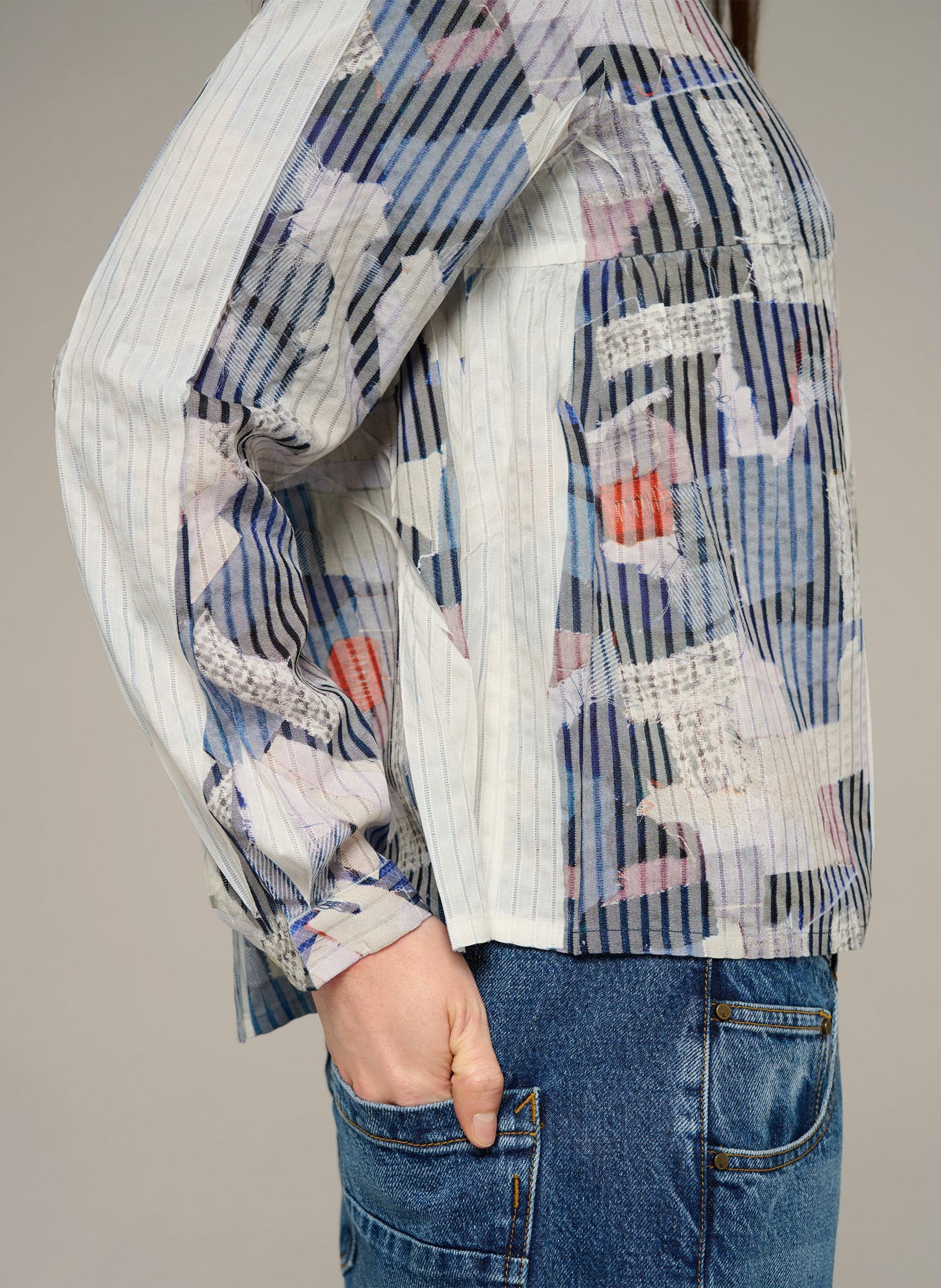 Oversize-Bluse mit klassischem Kragen und Print COTELAC ACOTE Blau