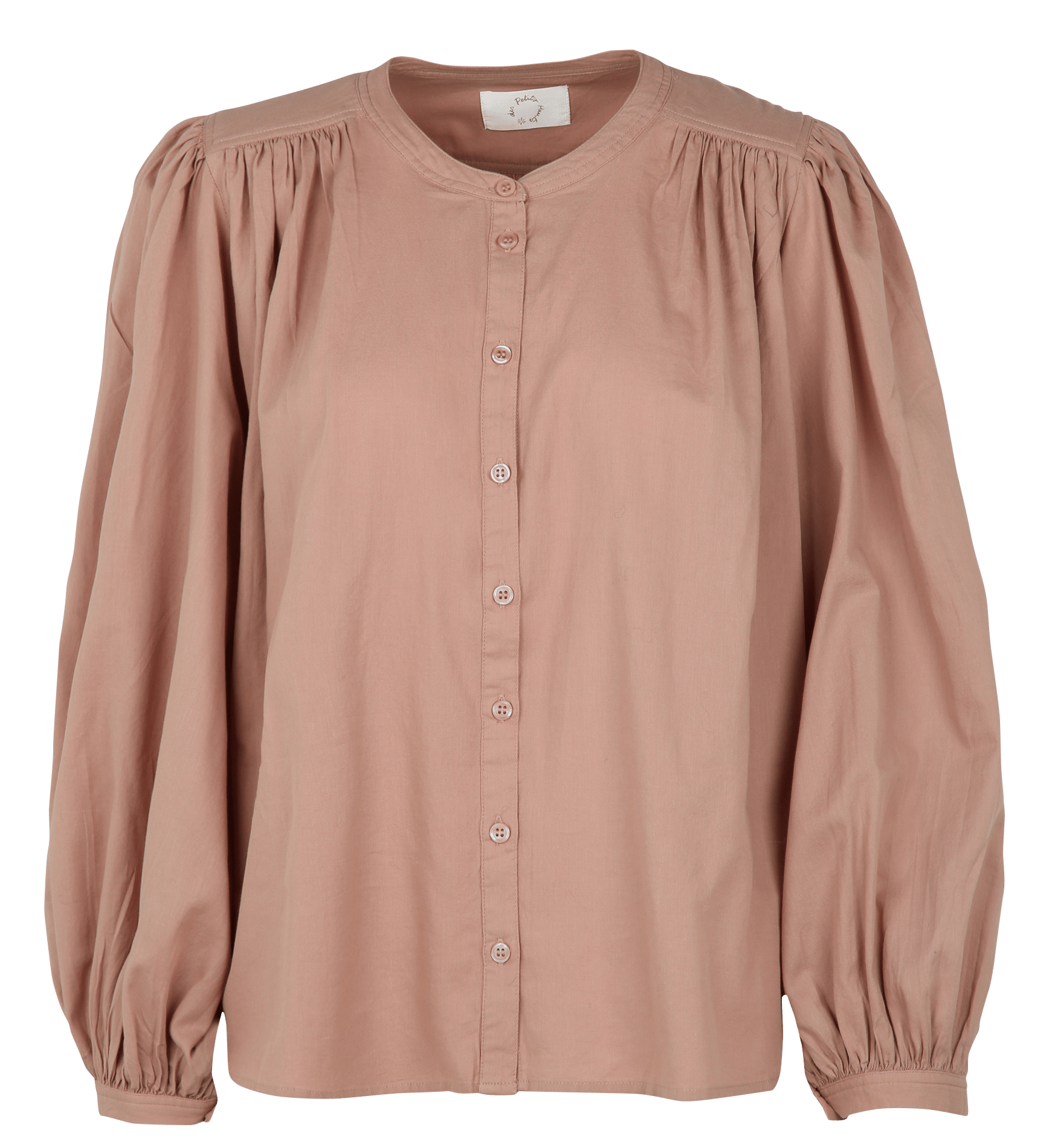 Loose-fit cotton round-neck blouse DES PETITS HAUTS Pink